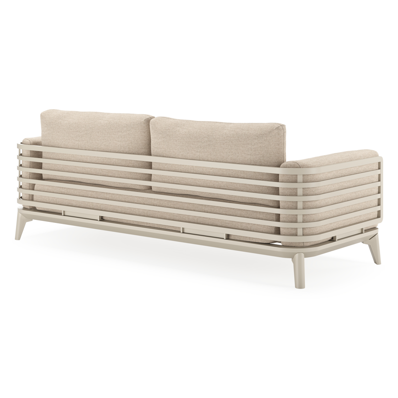 Salon de jardin Mosa en aluminium beige avec coussins en weather+ softtouch rustic