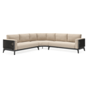 Mosa loungehoek in zwart aluminium en zwart gedraaide ronde wicker met rustic weather+ softtouch kussens