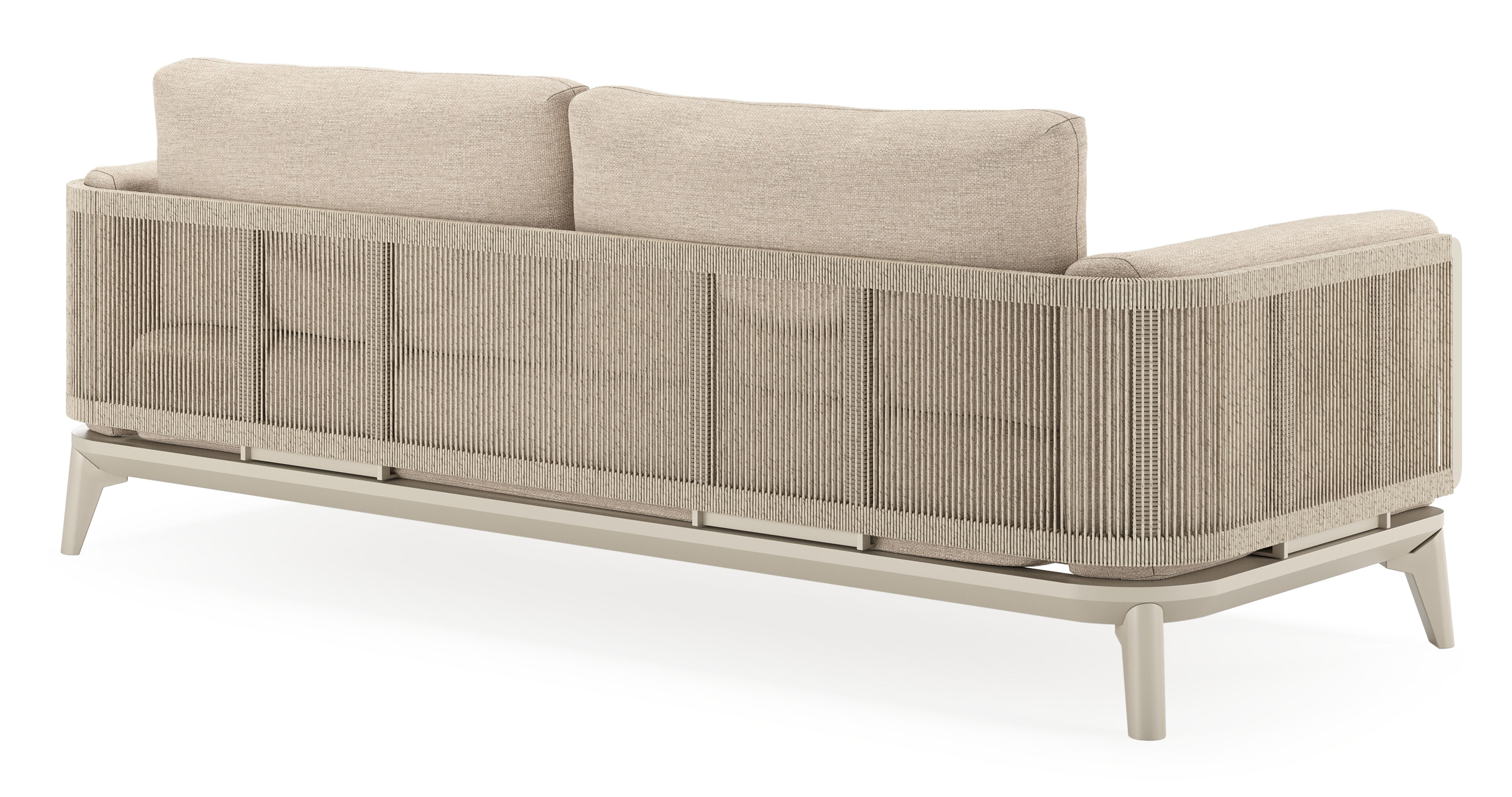 Mosa loungeset in beige aluminium en beige gedraaide ronde wicker met rustic weather+ softtouch kussens