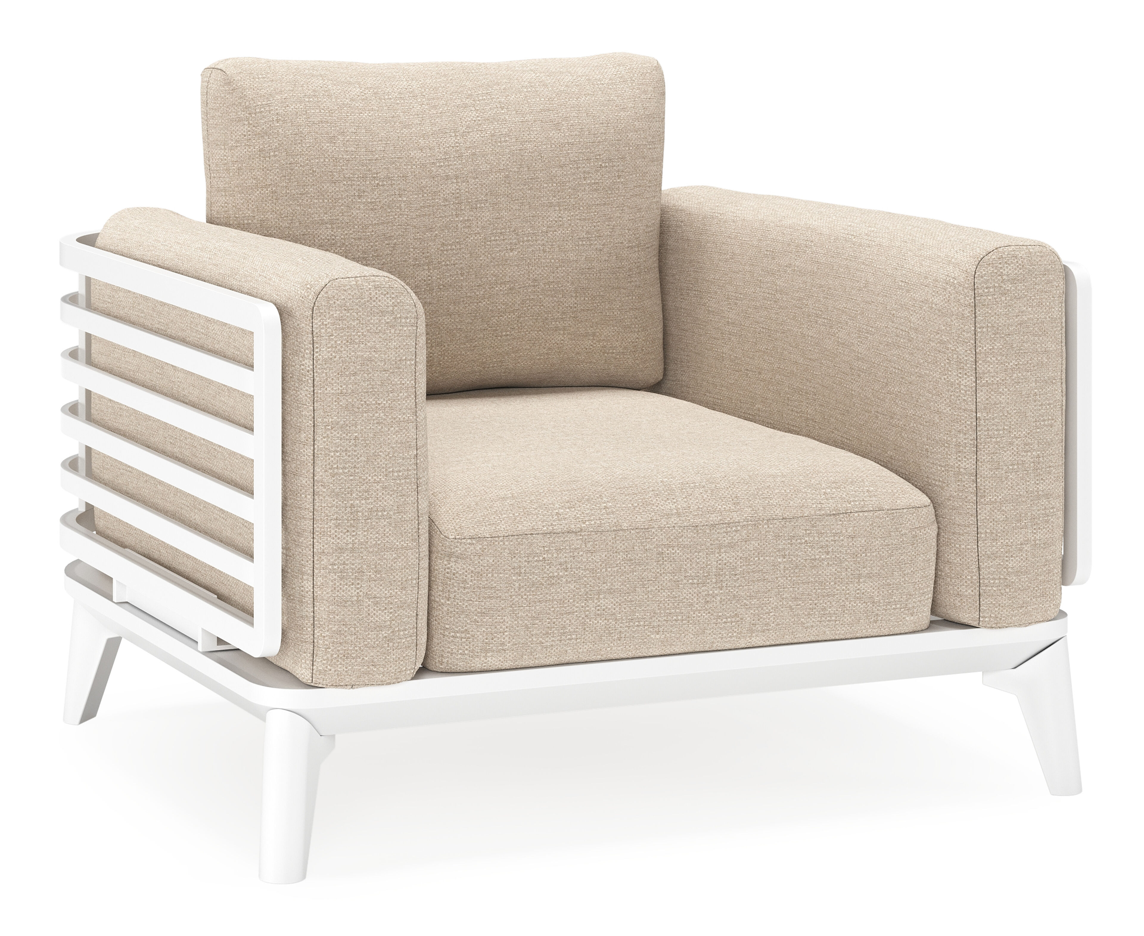 Mosa loungestoel in wit aluminium met rustic weather+ softtouch kussens