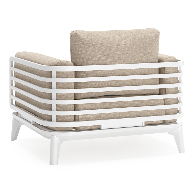 Fauteuil de jardin Mosa en aluminium blanc avec coussins en weather+ softtouch rustic