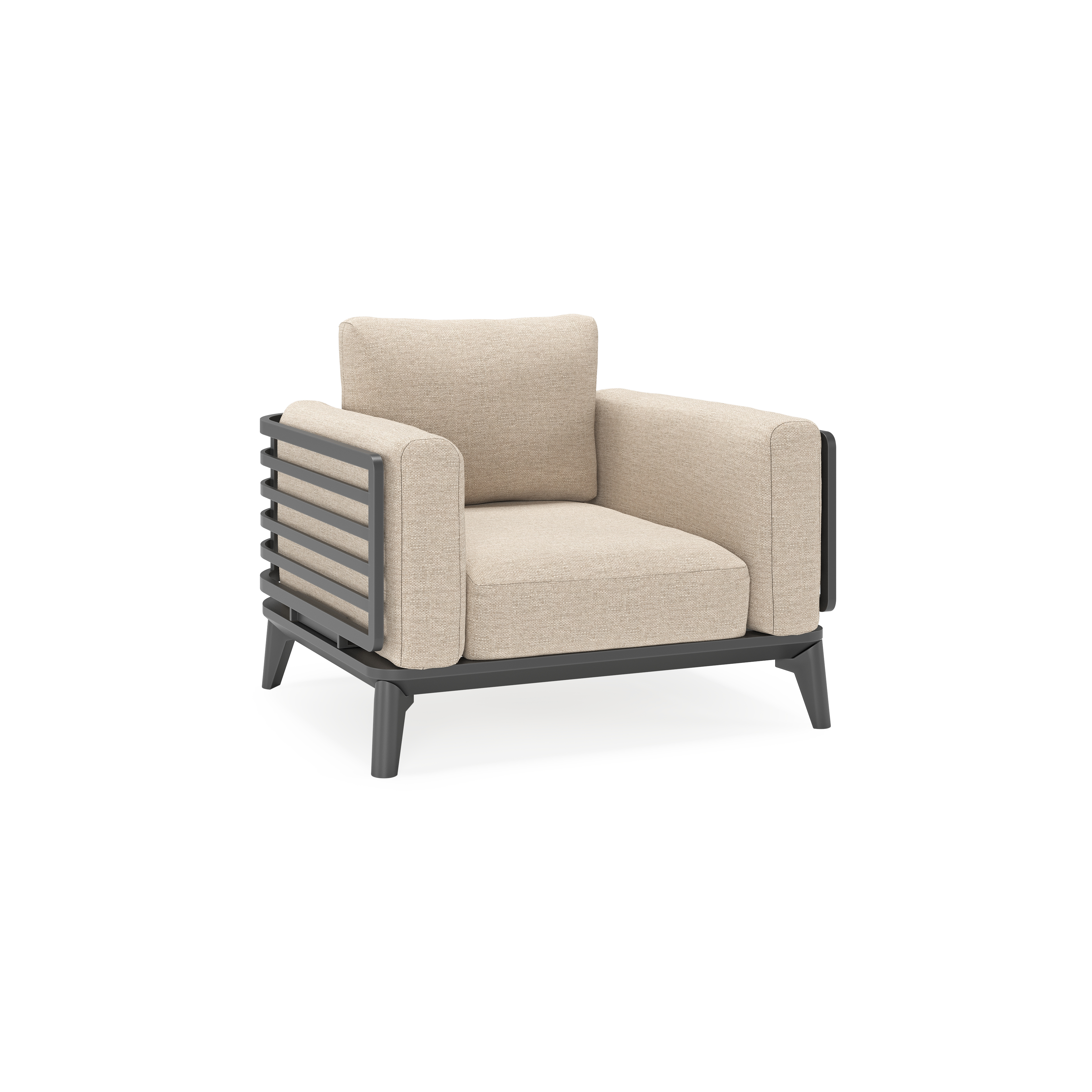 Mosa loungestoel in zwart aluminium met rustic weather+ softtouch kussens