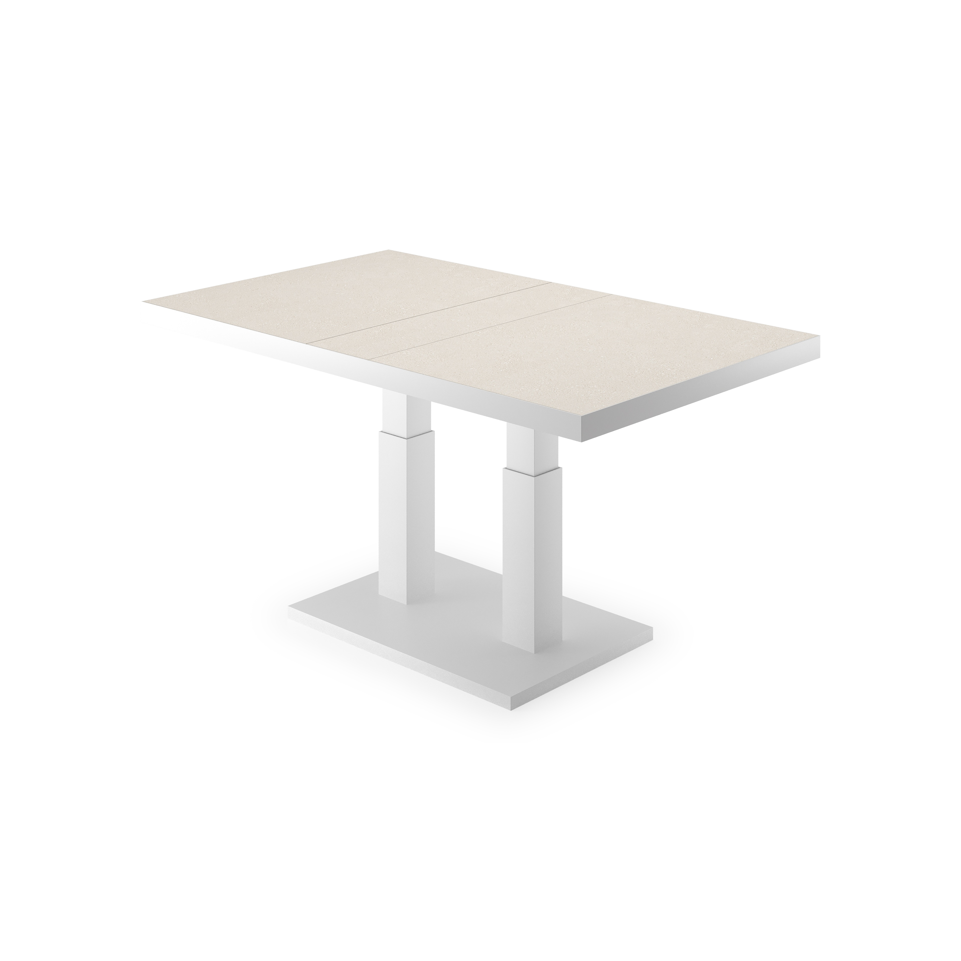Veneto loungetafel in wit aluminium en sintered stone crema minerale - L 140 x B 85 x H 49/72 cm