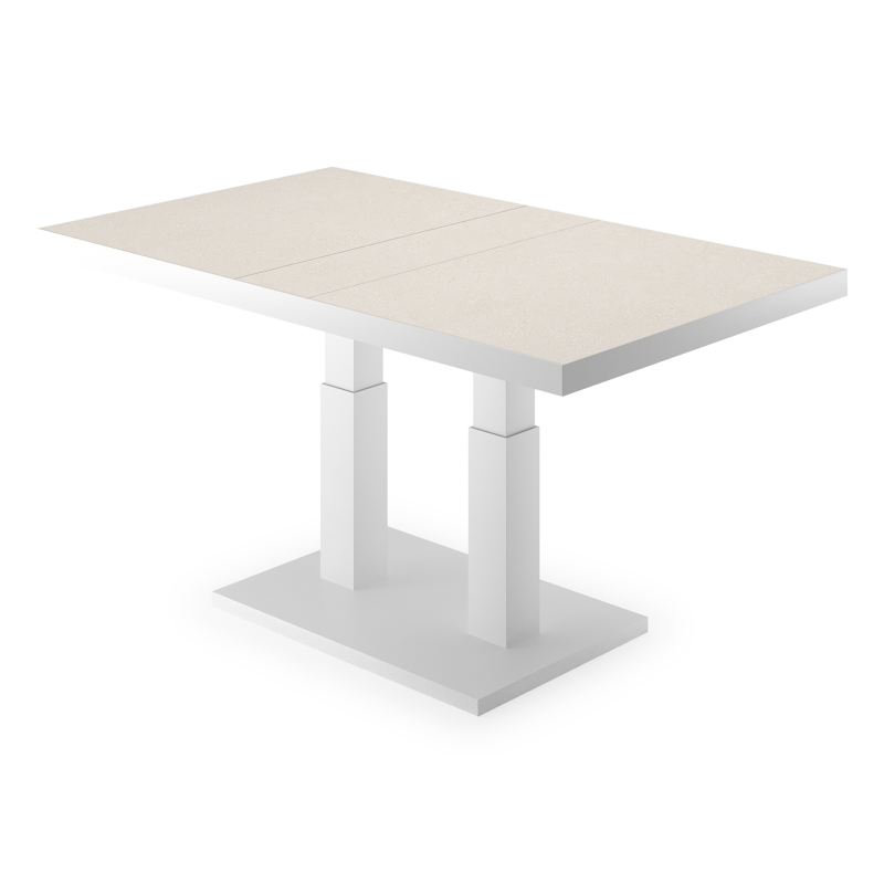 Veneto loungetafel in wit aluminium en sintered stone crema minerale - L 140 x B 85 x H 49/72 cm