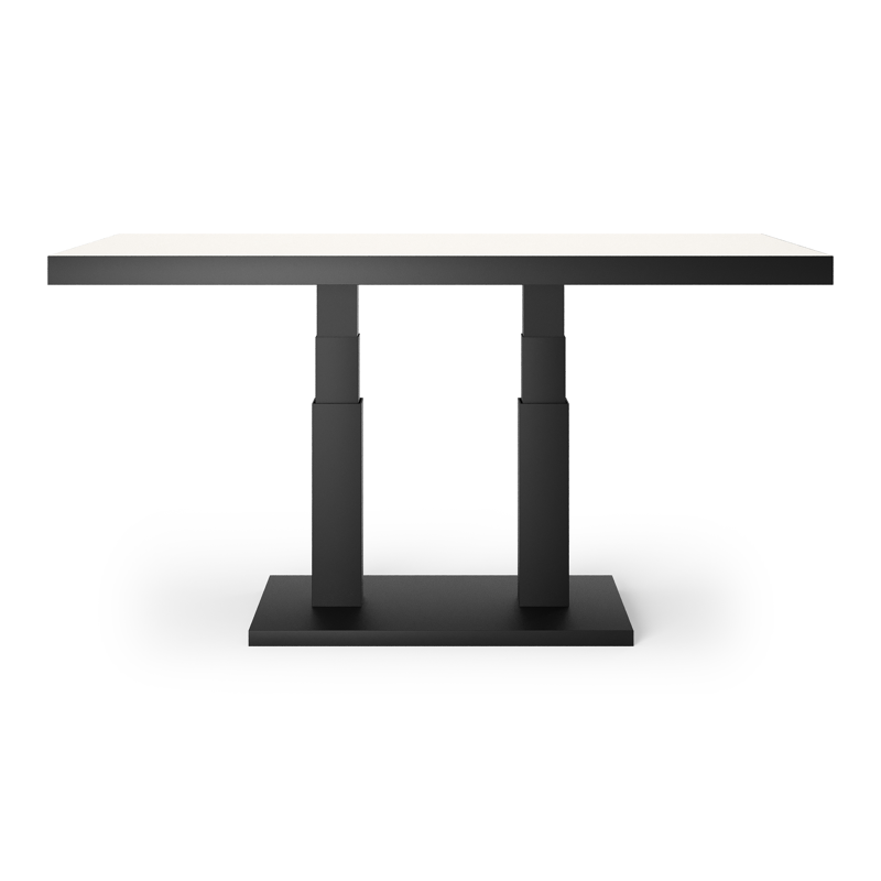 Table de basse Veneto en noir aluminium et sintered stone crema minerale - Lg. 140 x Lrg. 85 x Haut. 49/72 cm