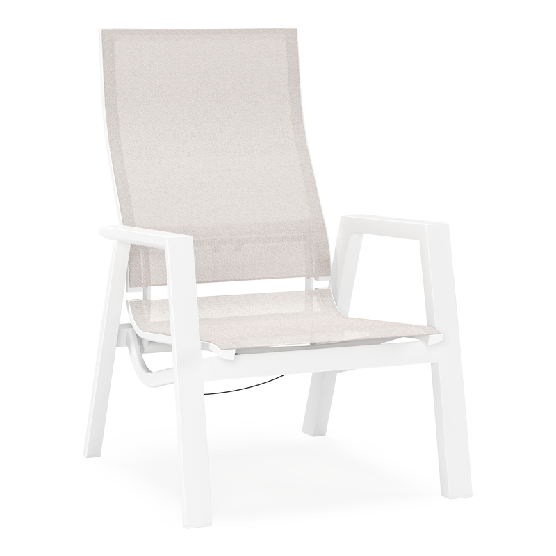 Prato loungestoel in wit aluminium met rustic weather+ softtouch kussen