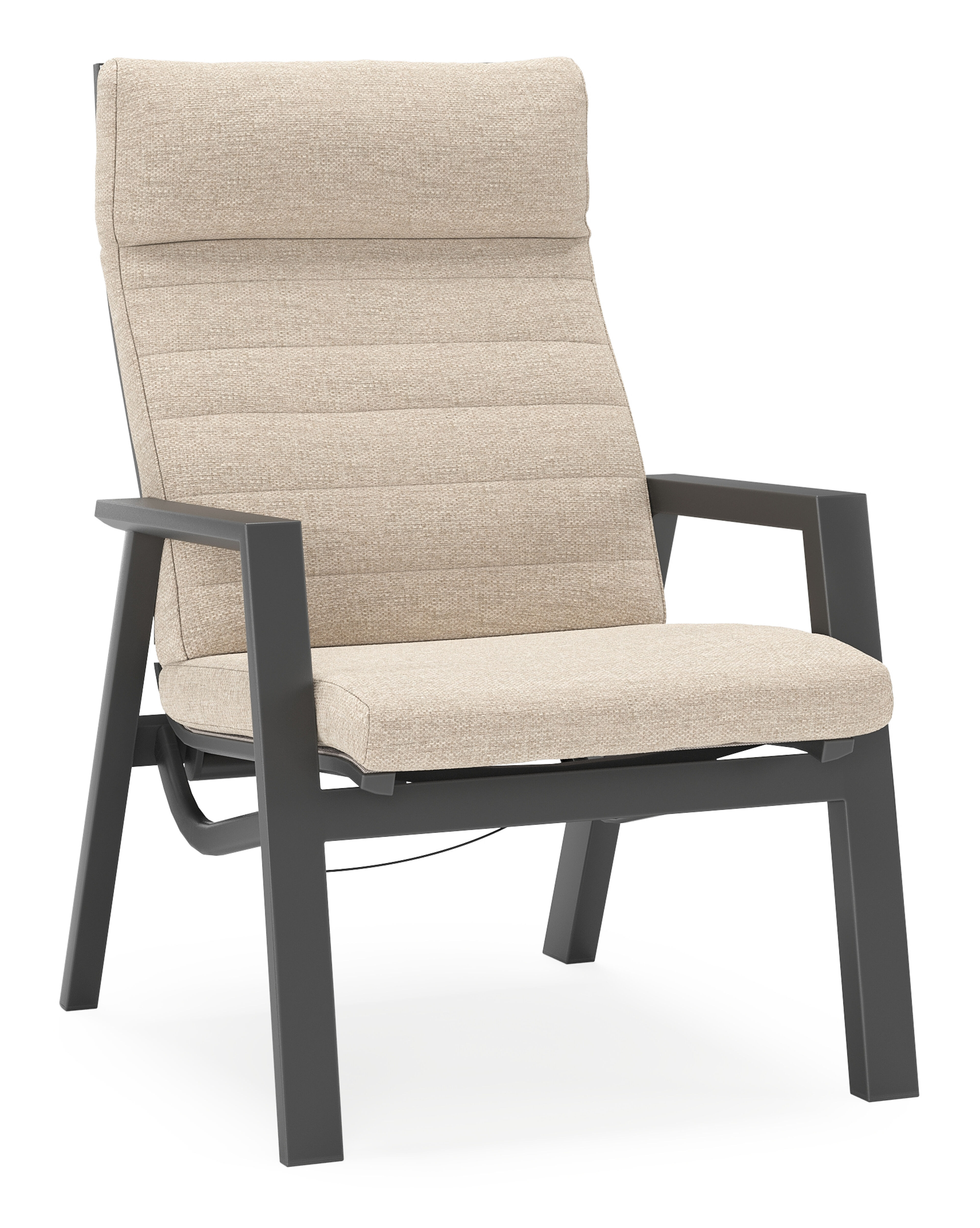 Fauteuil de jardin Prato en aluminium noir avec coussin en weather+ softtouch rustic