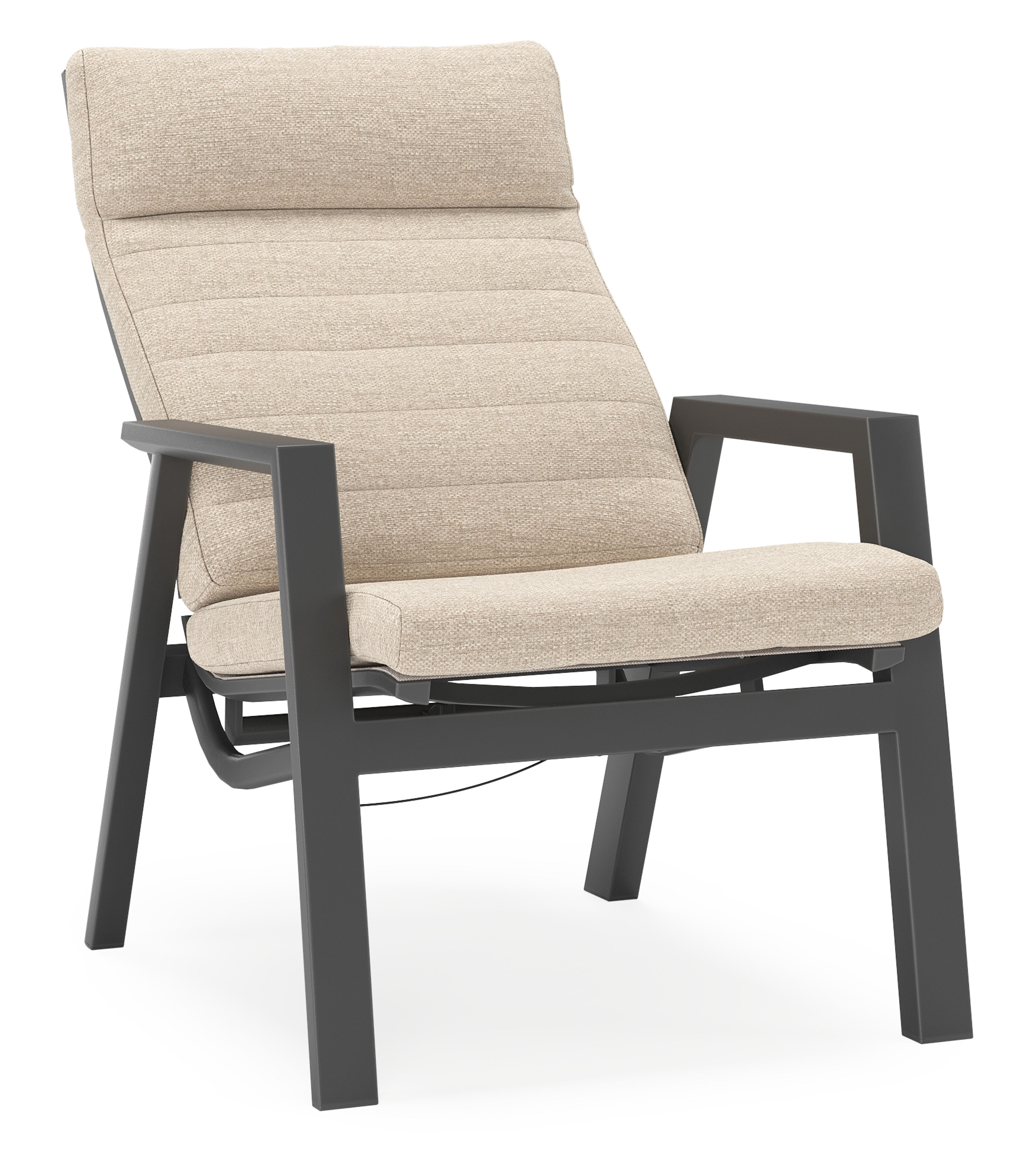 Fauteuil de jardin Prato en aluminium noir avec coussin en weather+ softtouch rustic