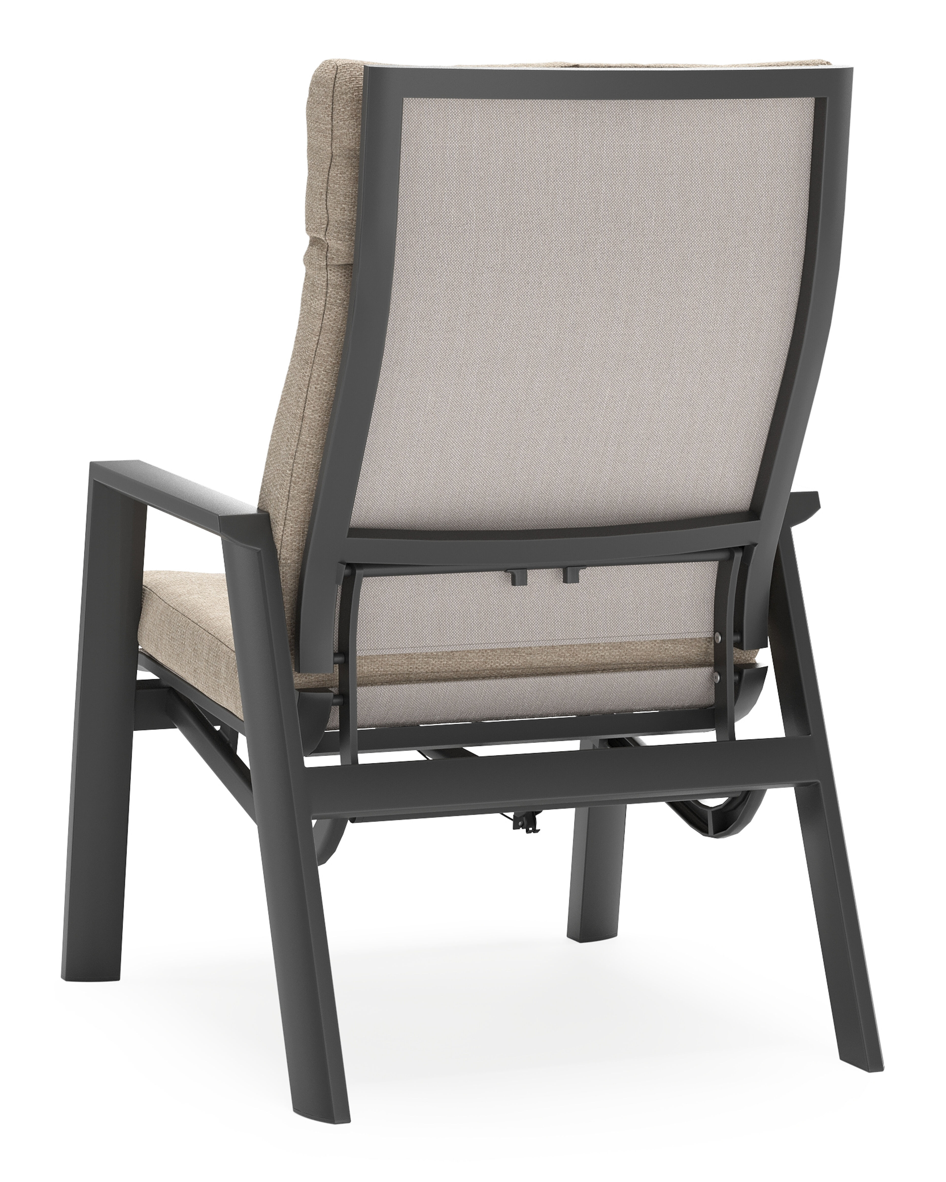Fauteuil de jardin Prato en aluminium noir avec coussin en weather+ softtouch rustic