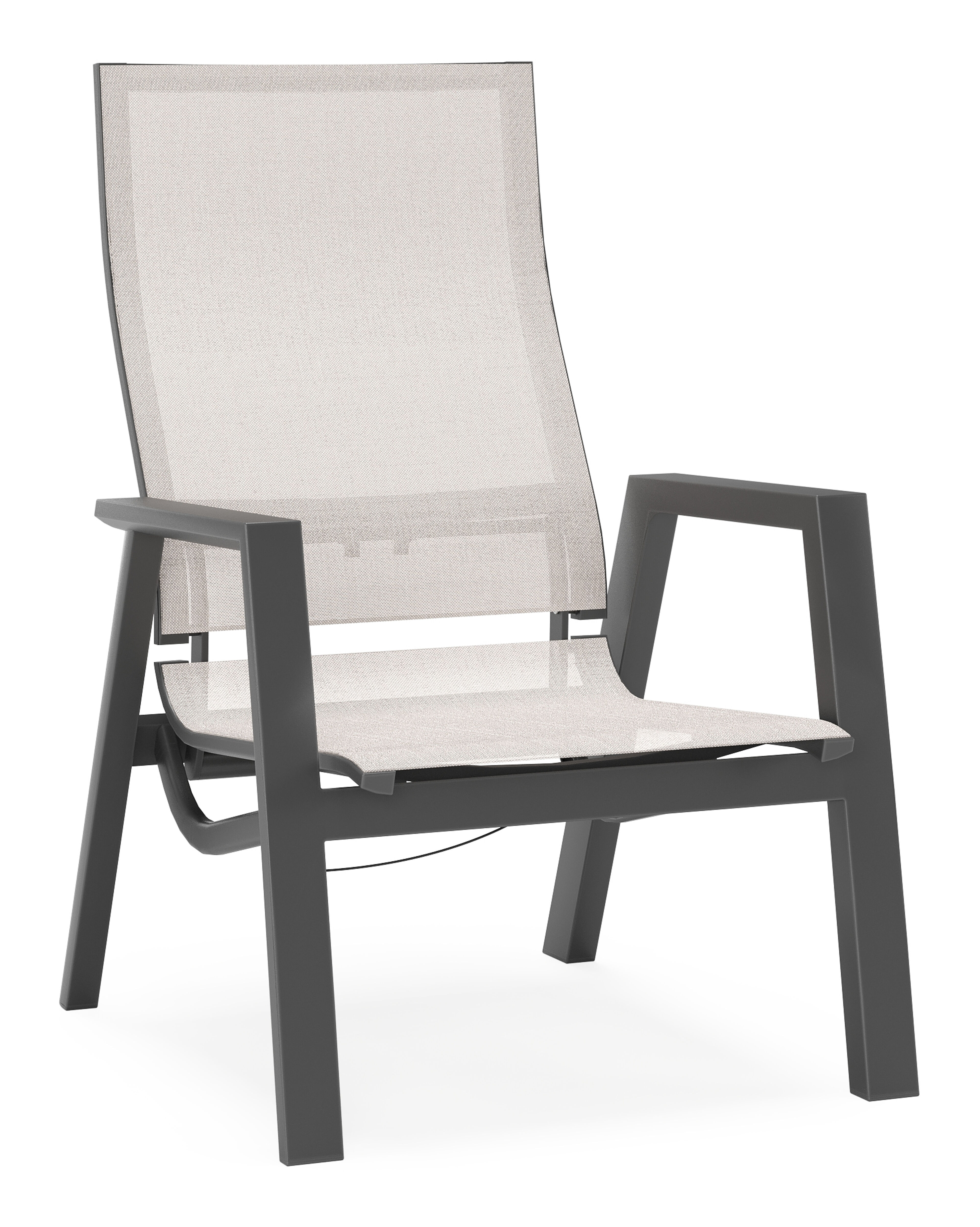 Fauteuil de jardin Prato en aluminium noir avec coussin en weather+ softtouch rustic