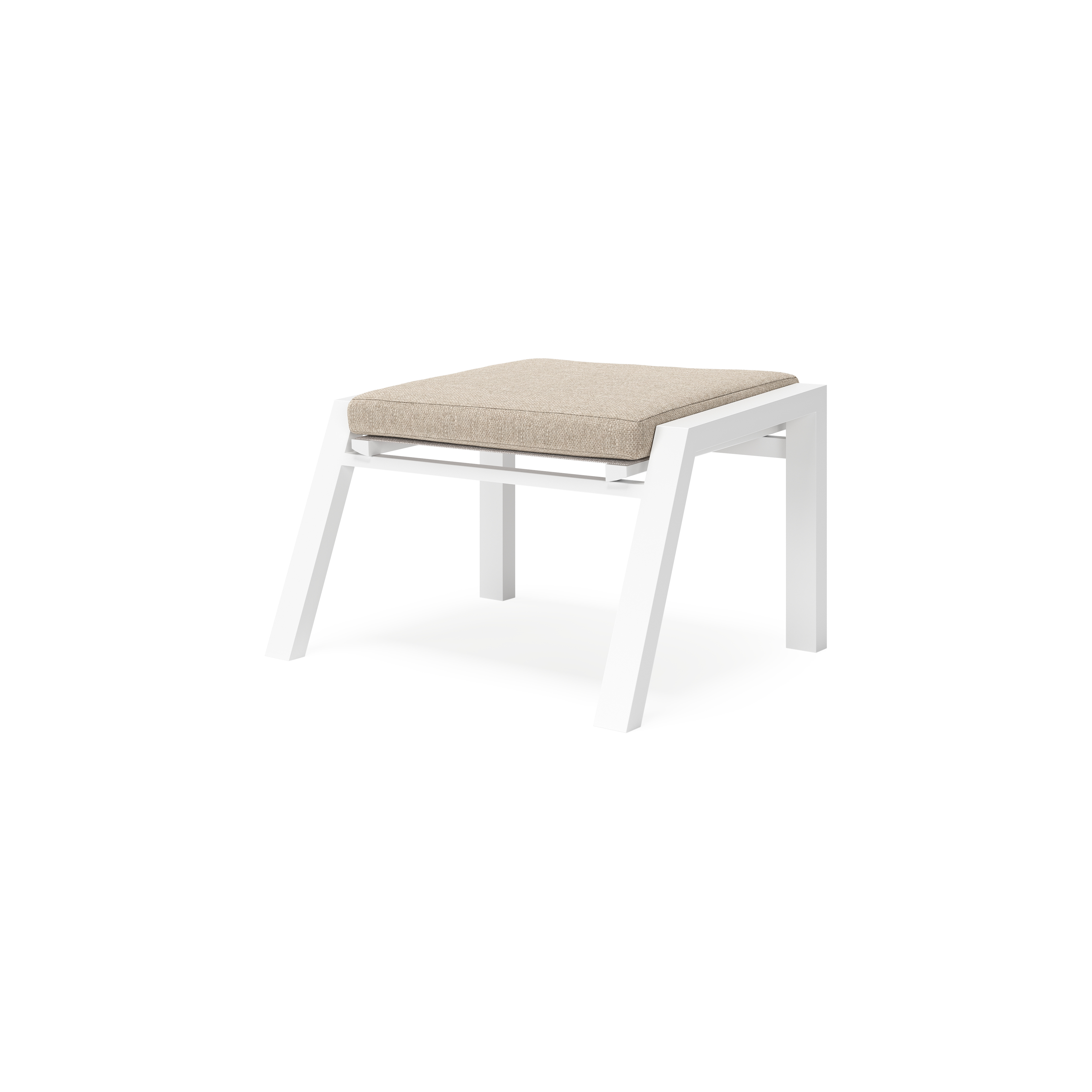Prato poef in wit aluminium met rustic weather+ softtouch kussen