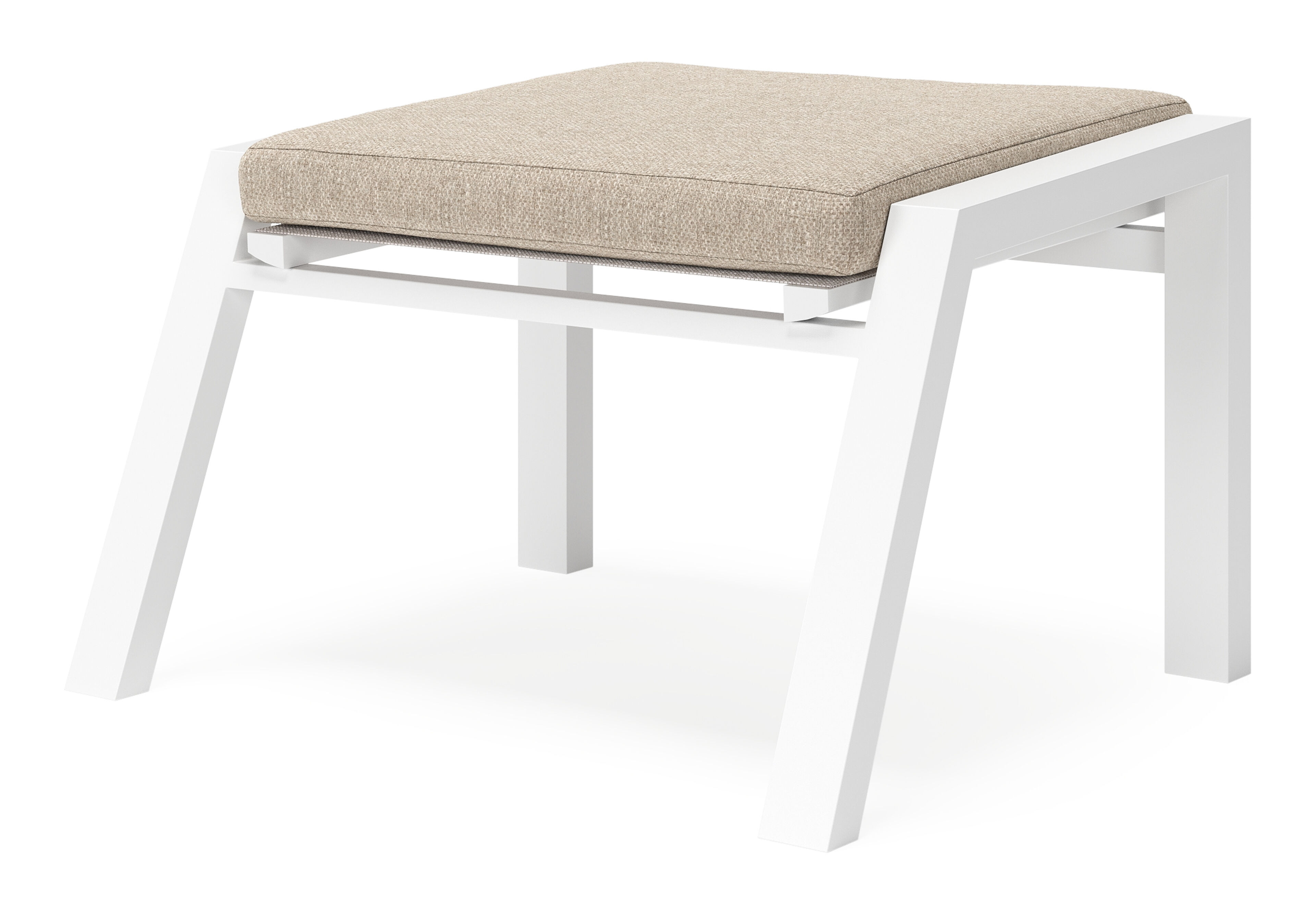 Pouf Prato en aluminium blanc avec coussin en weather+ softtouch rustic