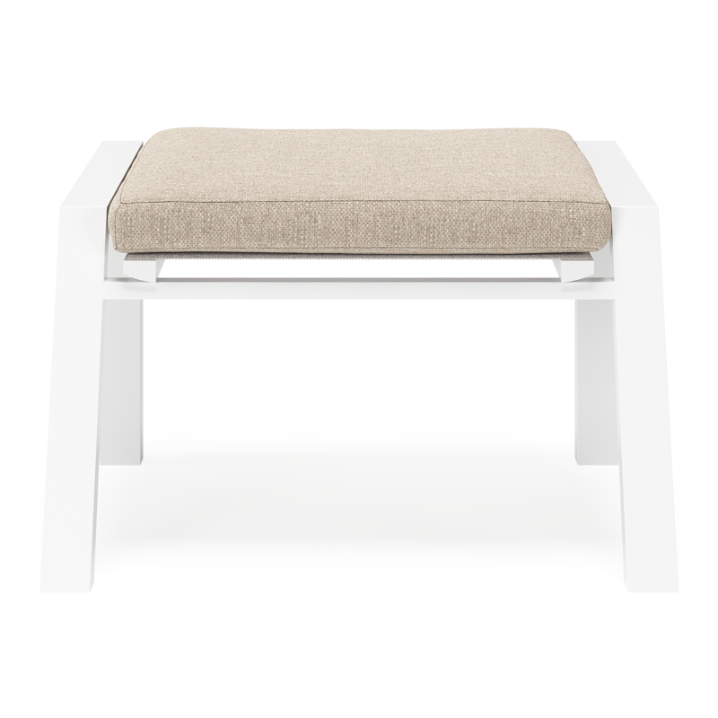 Prato poef in wit aluminium met rustic weather+ softtouch kussen