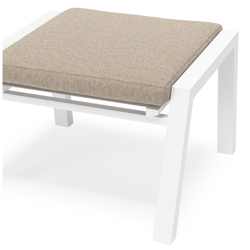 Prato poef in wit aluminium met rustic weather+ softtouch kussen