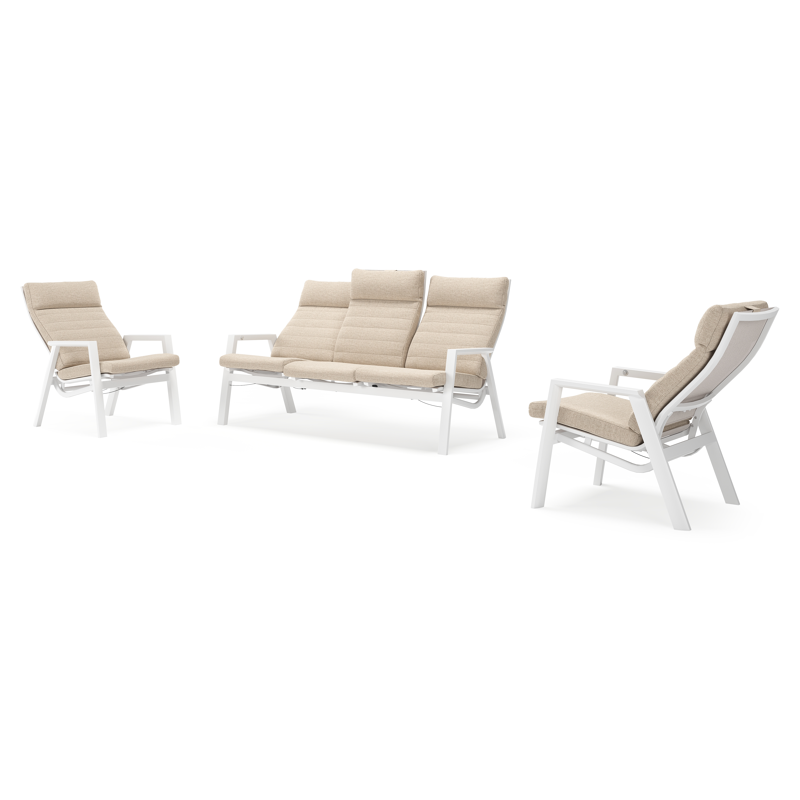 Prato loungeset in wit aluminium en beige aluminium met beige All Weather Olefin kussen