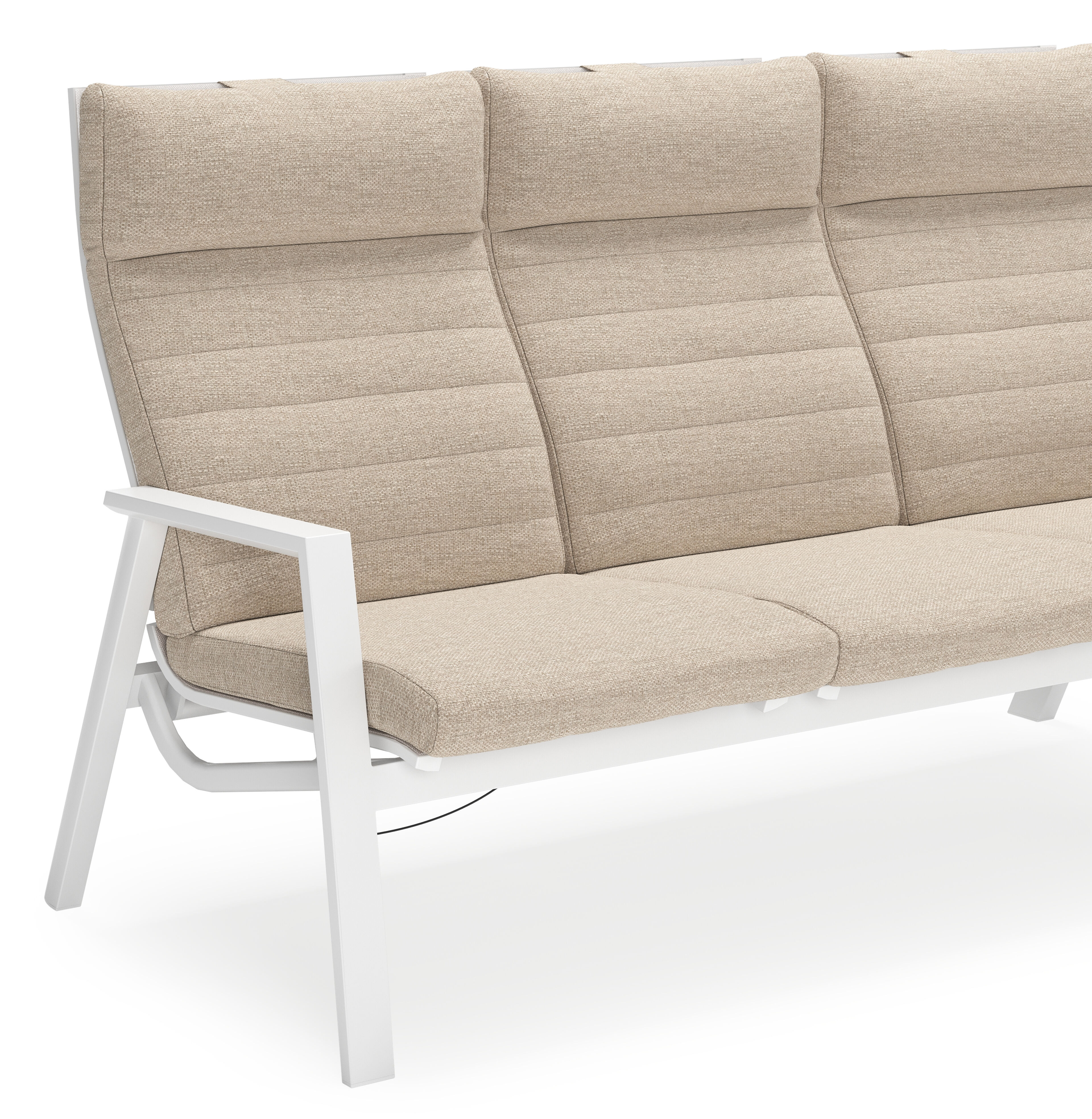Prato loungeset in wit aluminium en beige aluminium met beige Weather+ Softtouch kussen