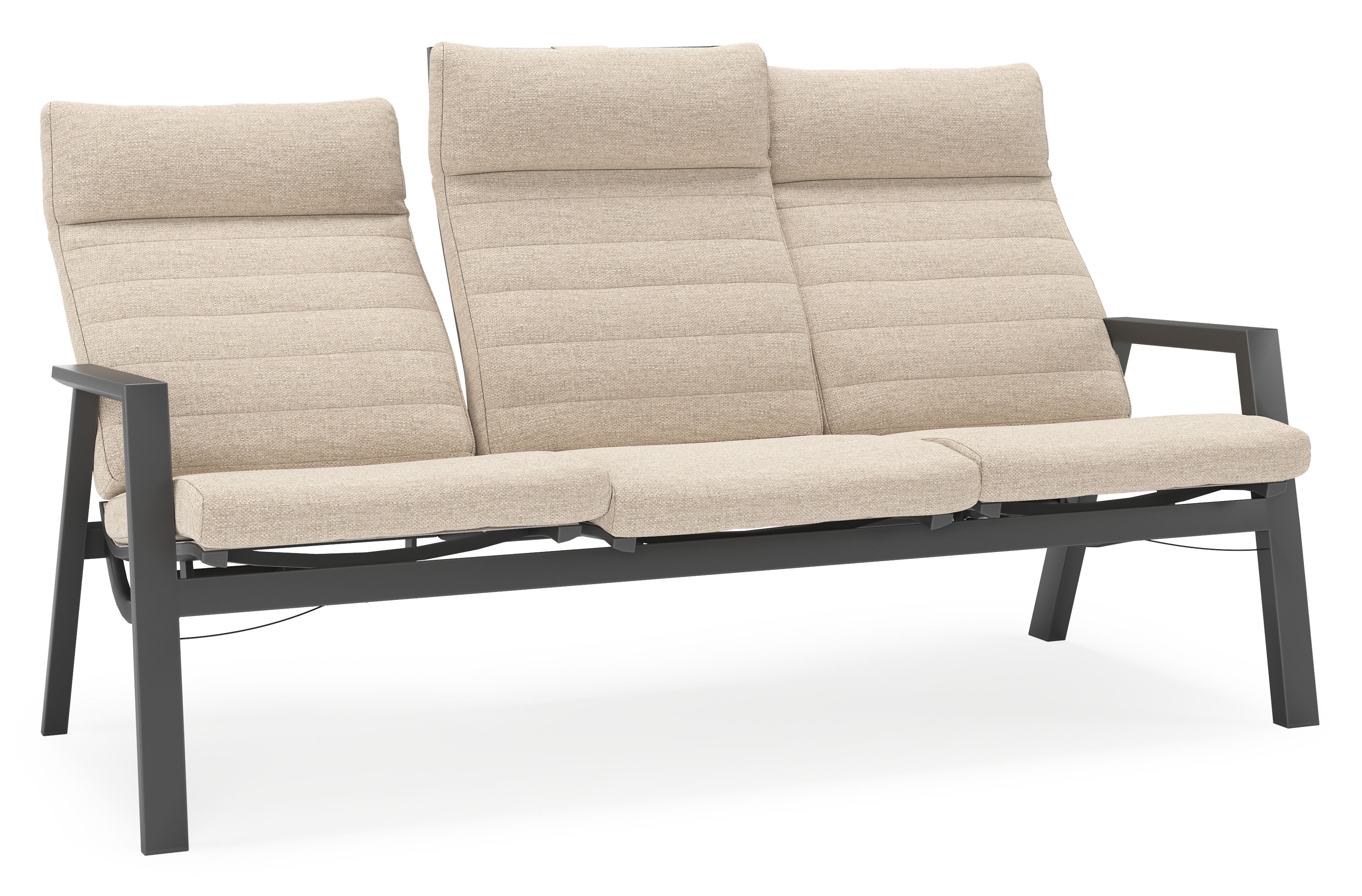 Prato loungebank in zwart aluminium met rustic weather+ softtouch kussen