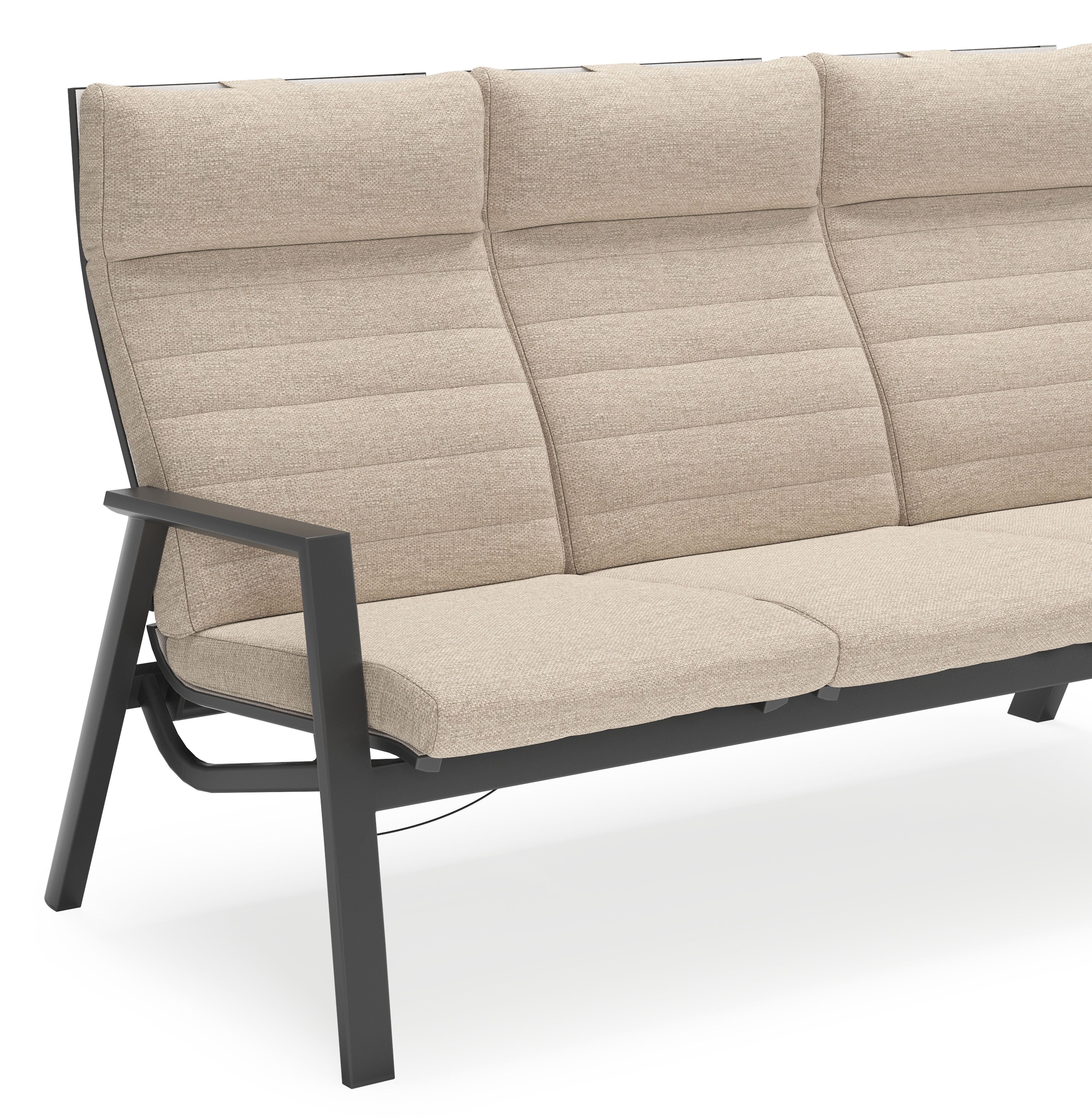 Prato loungebank in zwart aluminium met rustic weather+ softtouch kussen