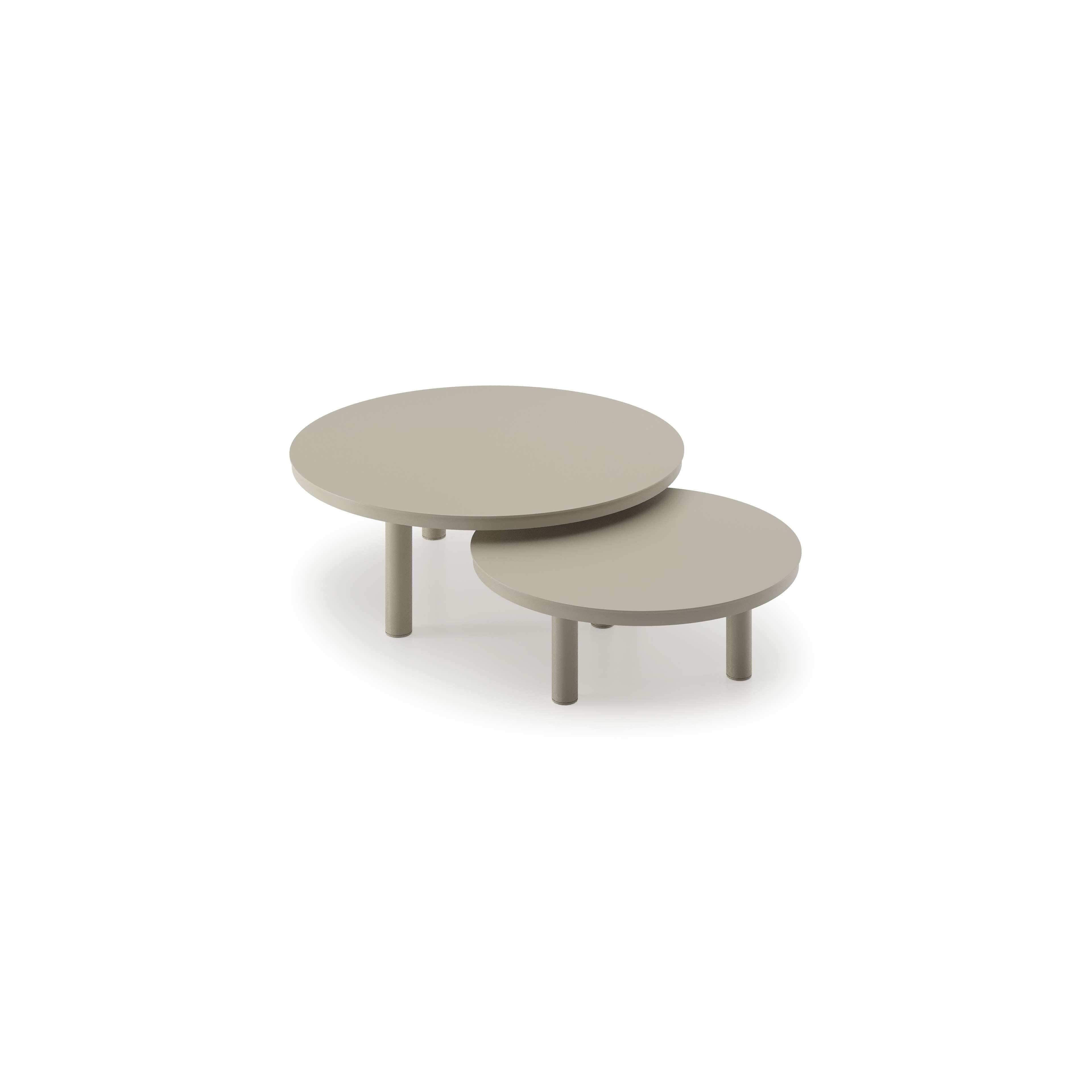 Lindo loungetafels in beige aluminium - Dia. 85 x H 27 cm, Dia. 65 x H 21 cm