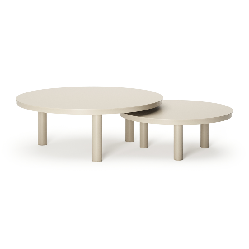 Lindo loungetafels in beige aluminium - Dia. 85 x H 27 cm, Dia. 65 x H 21 cm