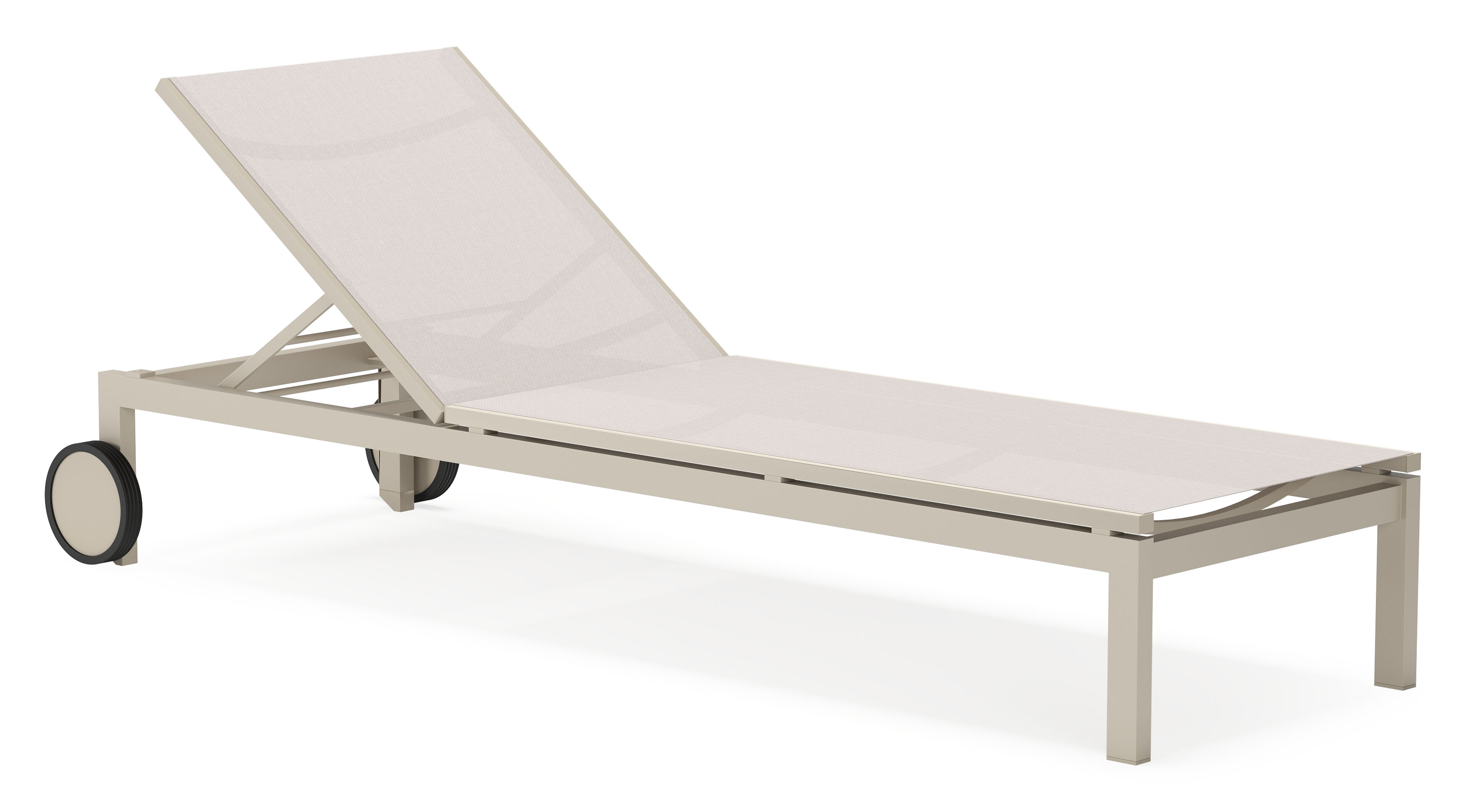 Chaise longue réglable Caravelle en aluminium beige et textilène simple beige