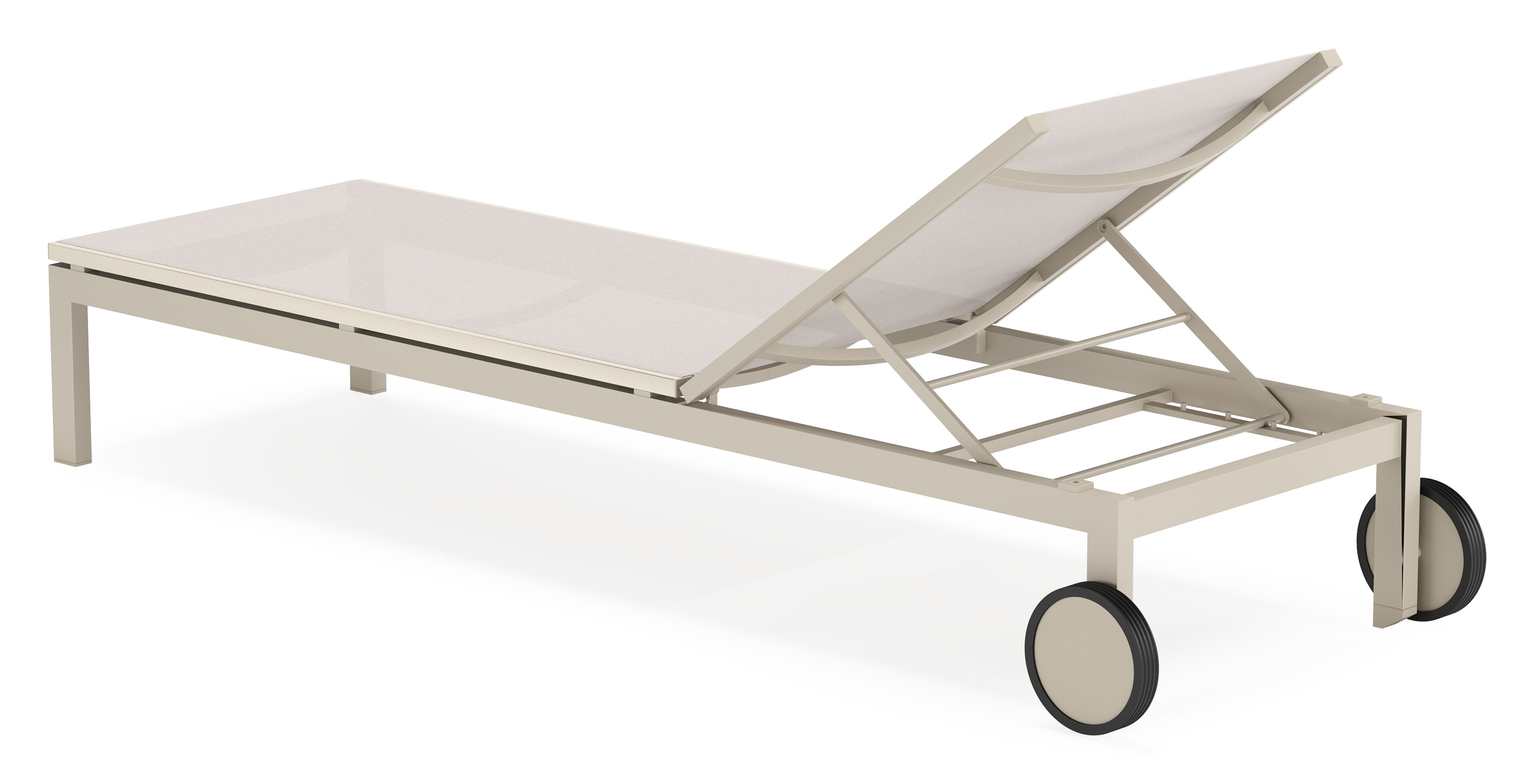 Chaise longue réglable Caravelle en aluminium beige et textilène simple beige