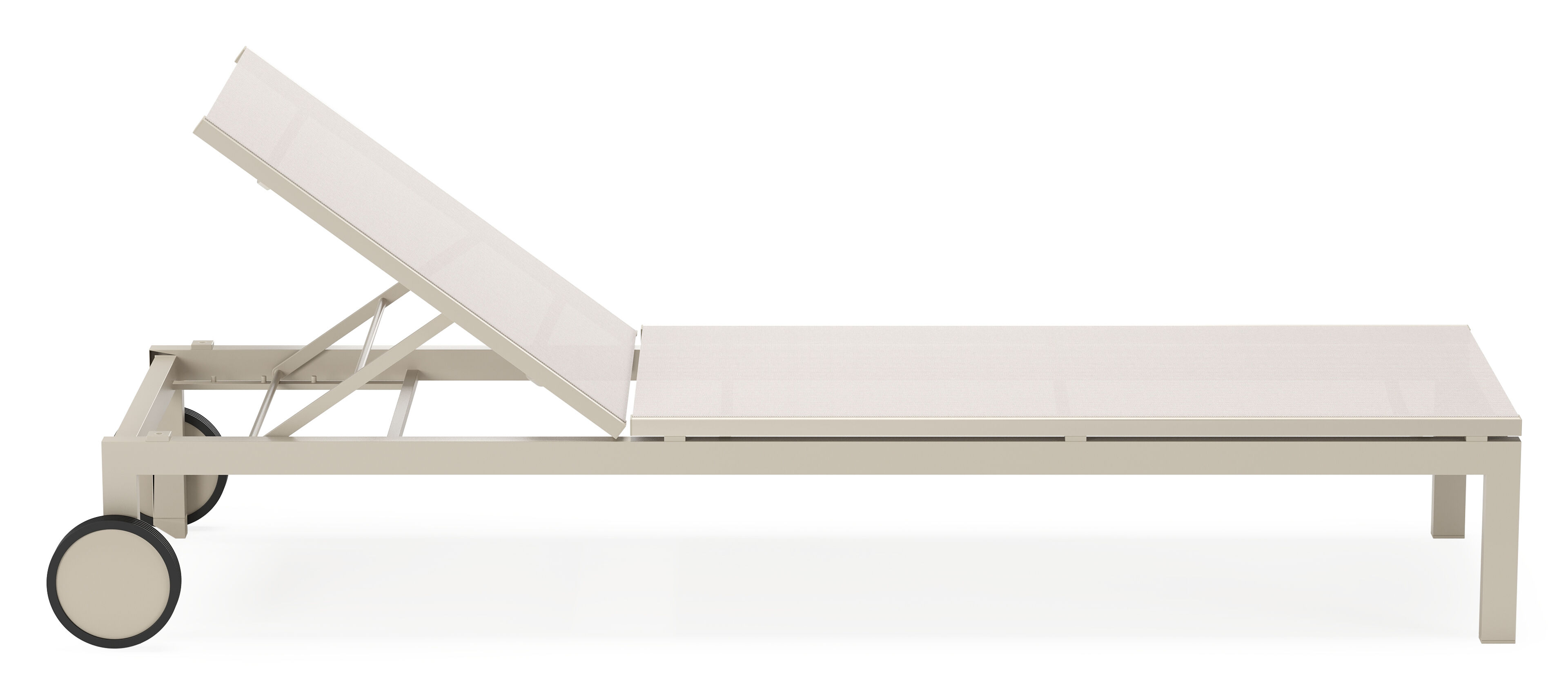 Chaise longue réglable Caravelle en aluminium beige et textilène simple beige