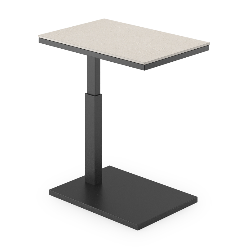 Talana bijzettafel in zwart aluminium met sintered stone crema minerale -