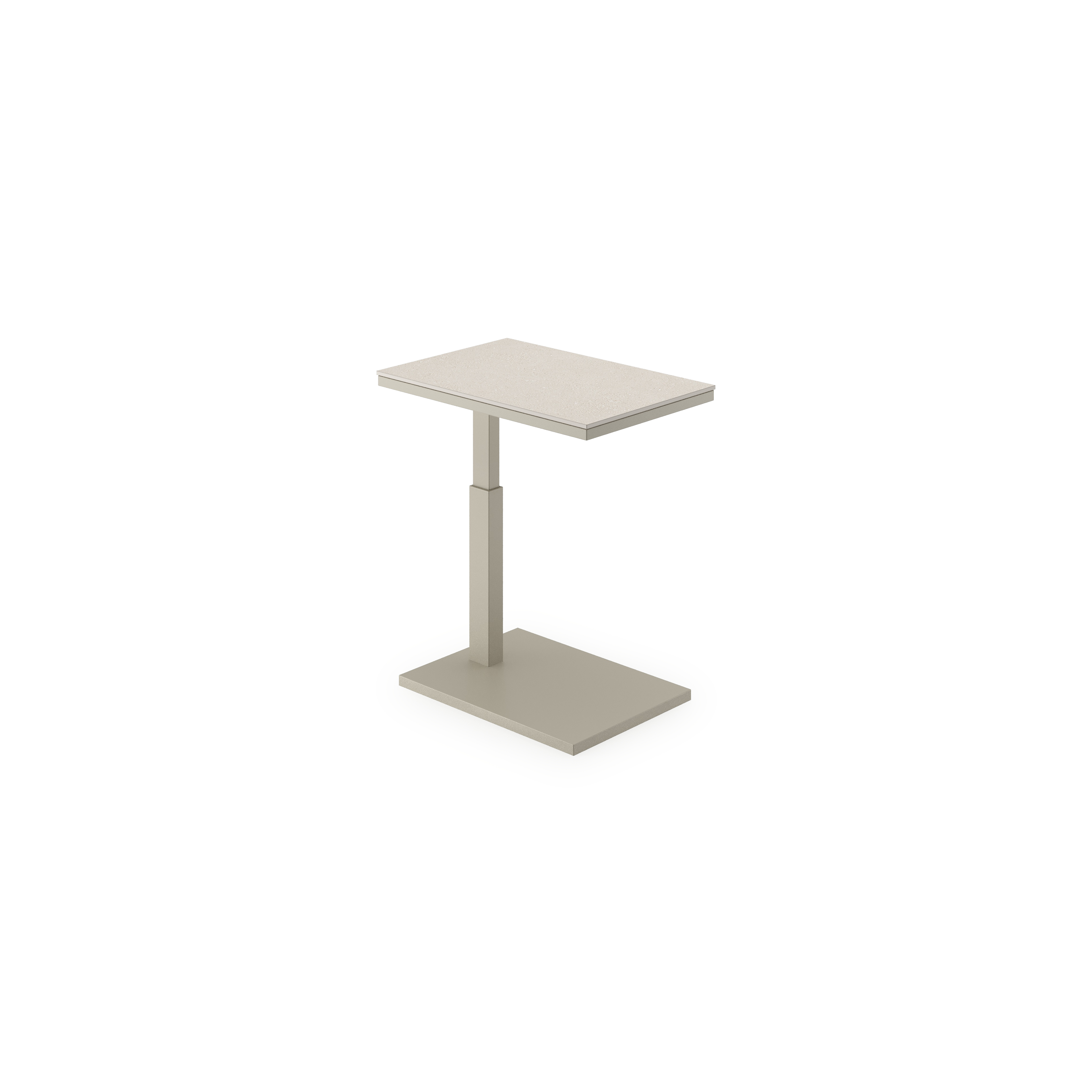 Table d'appoint Talana en aluminium beige et sintered stone crema minerale - Lg. 60 x Lrg. 40 x Haut. 67,50 cm
