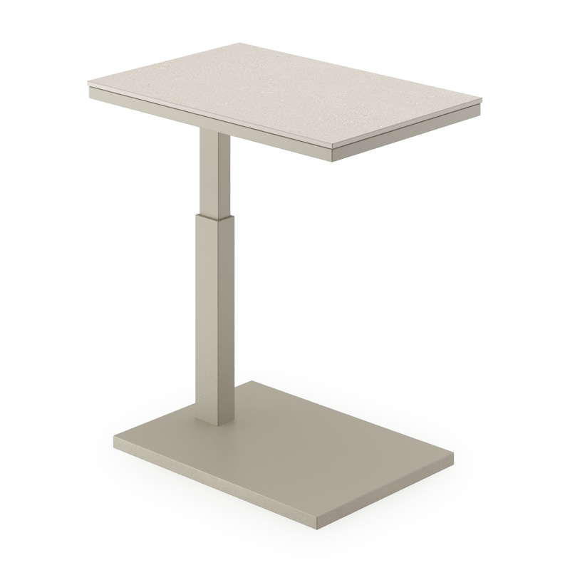 Talana bijzettafel in beige aluminium met sintered stone crema minerale - L 60 x B 40 x H 67,50 cm