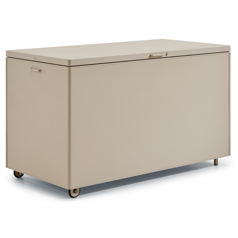 Coffre à coussins XL en aluminium beige