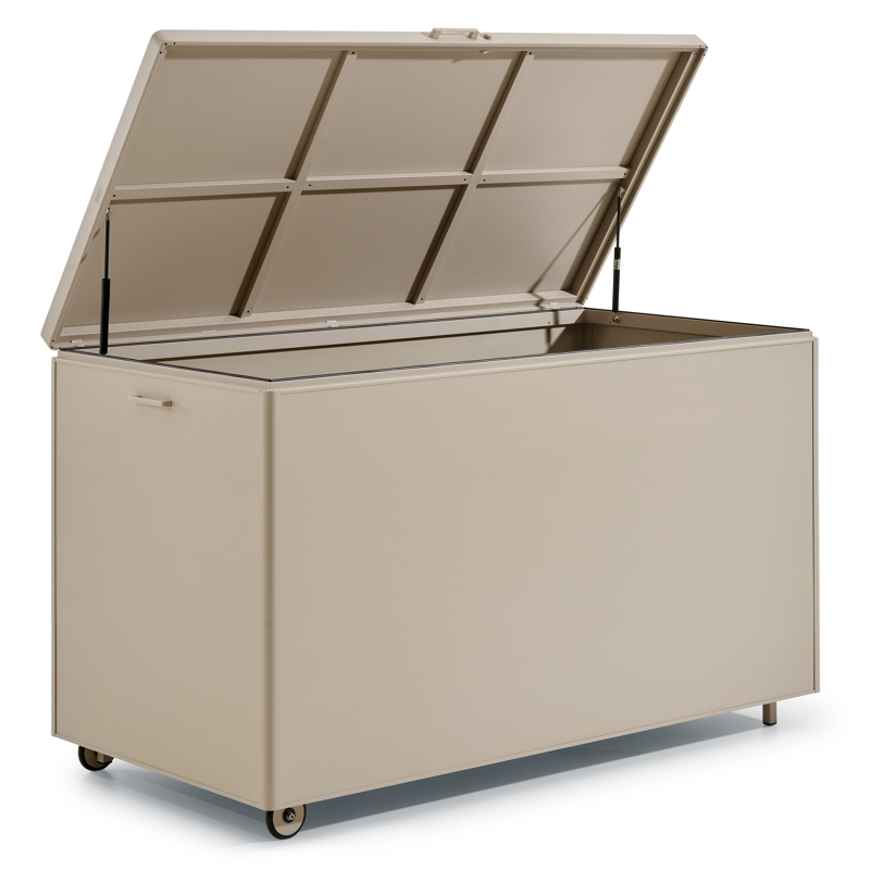 Coffre à coussins XL en aluminium beige