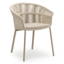 Chaise de jardin Matera en aluminium beige et résine tressée torsadée beige avec coussin en rustic weather+ softtouch