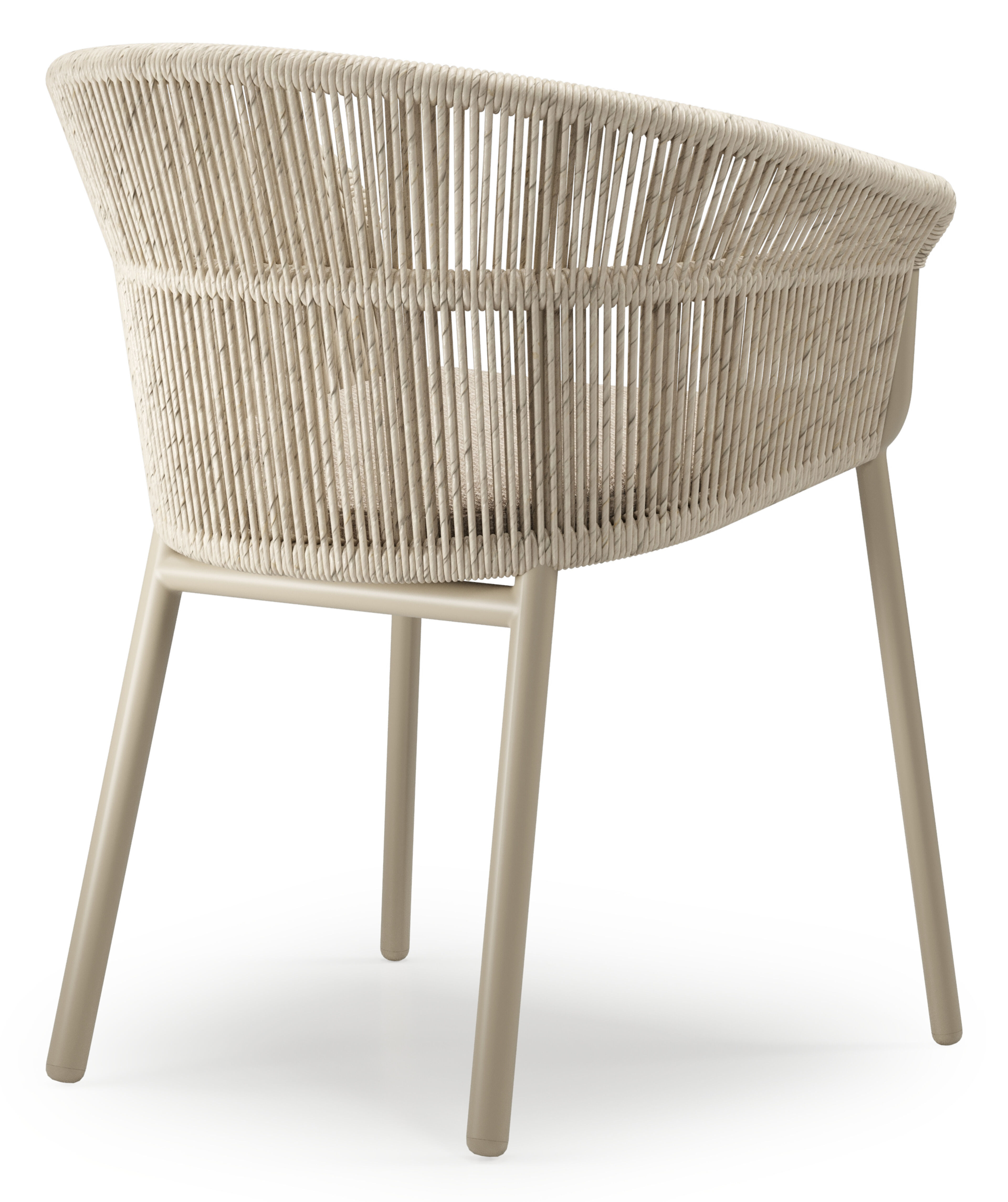 Matera tuinstoel in beige aluminium en beige gedraaide ronde wicker met kussen in rustic weather+ softtouch