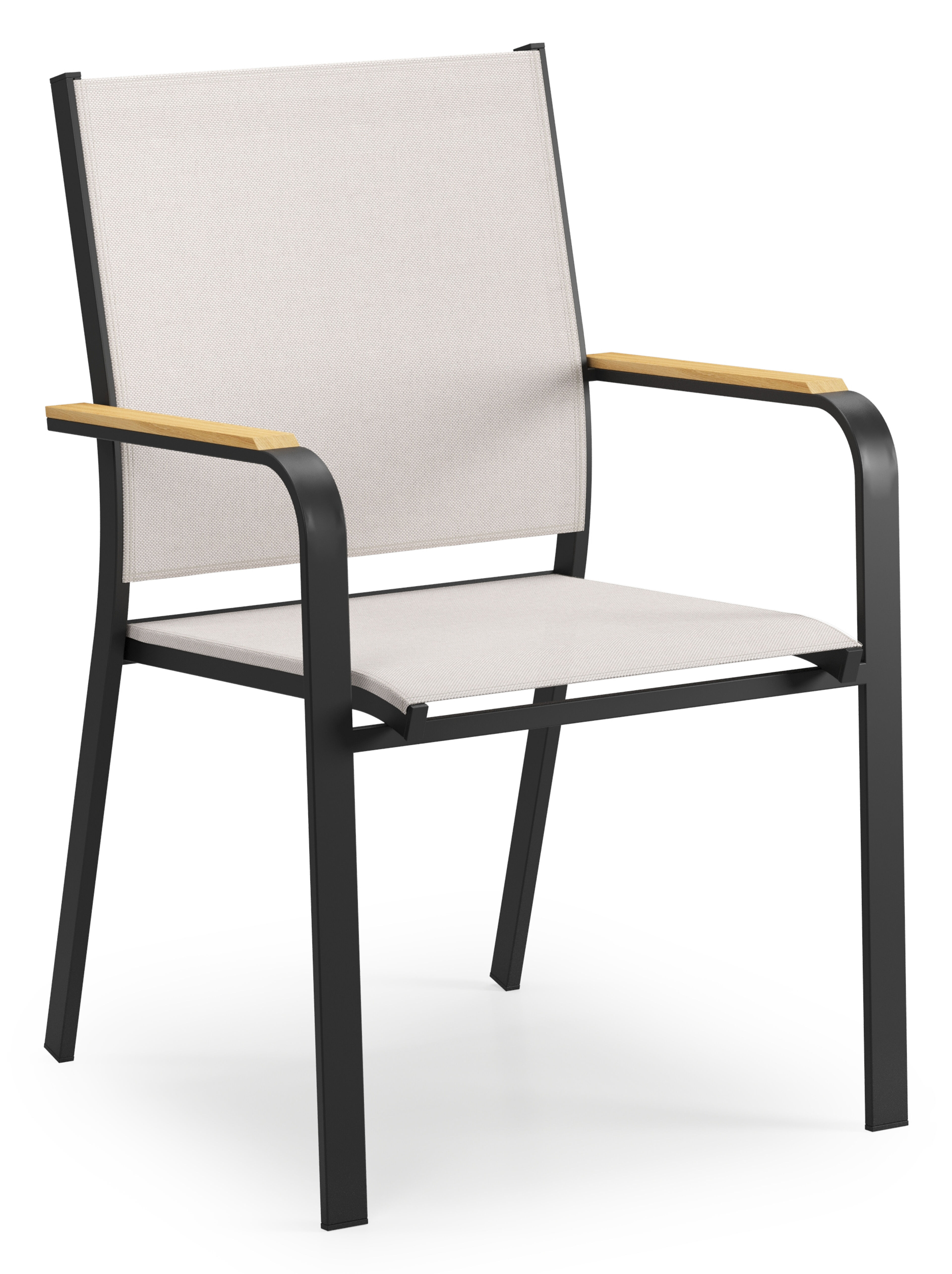 Feltro vierkante tuinset in zwart aluminium en teak natural finish met 4 Amalfi tuinstoelen