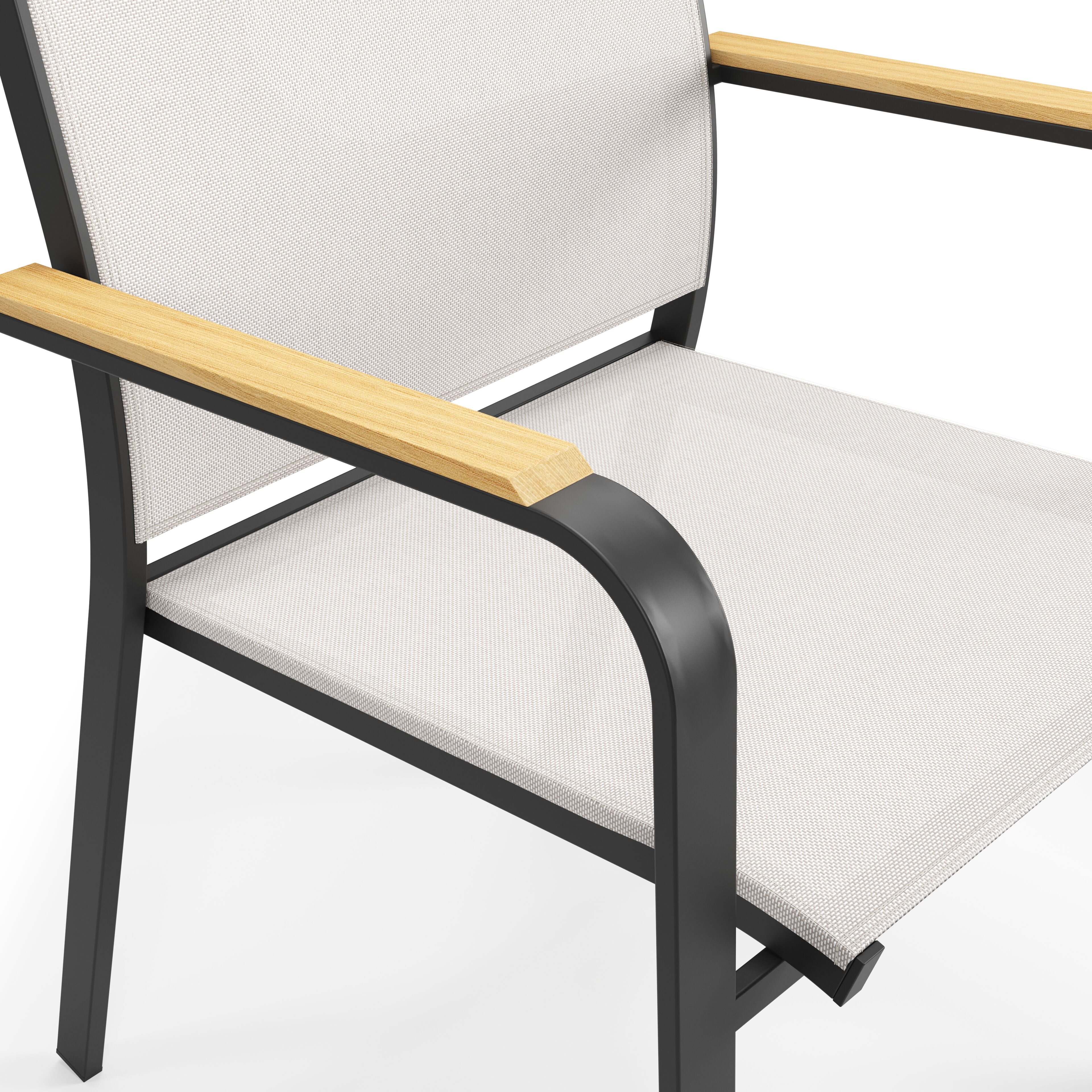 Feltro vierkante tuinset in zwart aluminium en teak natural finish met 4 Amalfi tuinstoelen