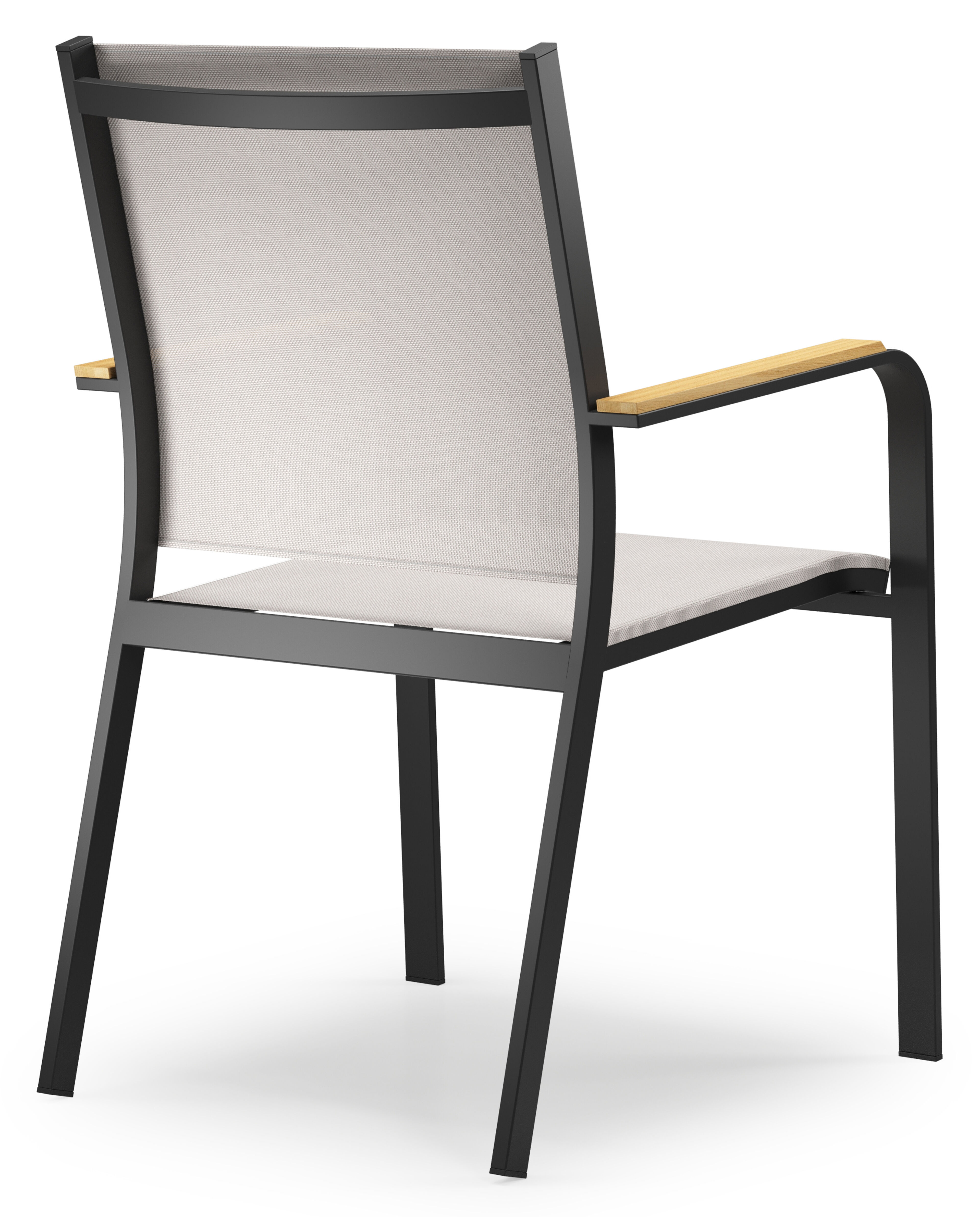 Feltro vierkante tuinset in zwart aluminium en teak natural finish met 4 Amalfi tuinstoelen