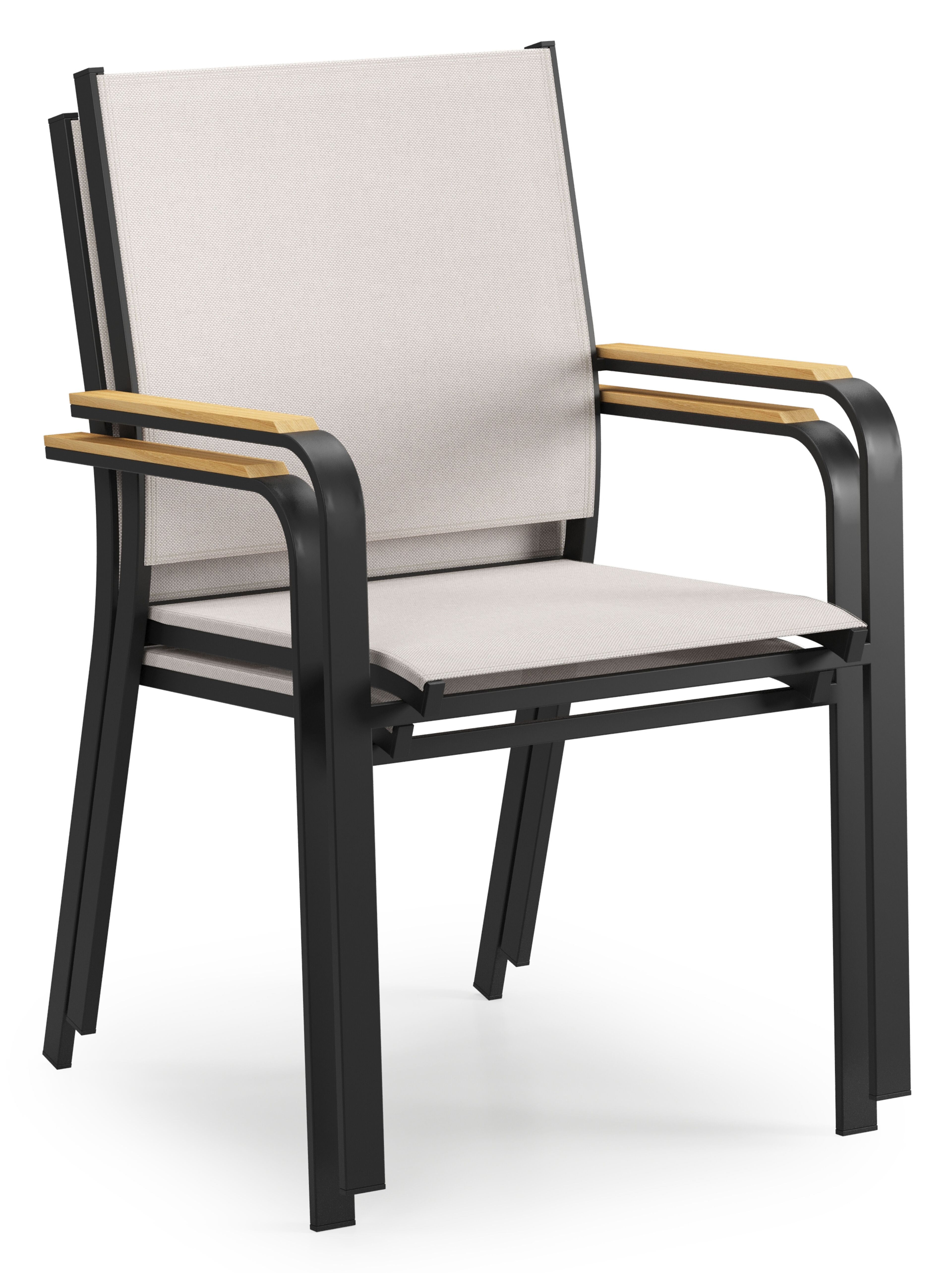 Feltro vierkante tuinset in zwart aluminium en teak natural finish met 4 Amalfi tuinstoelen