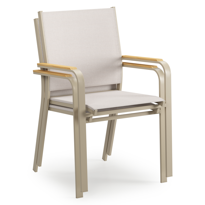 Amalfi tuinstoel in beige aluminium en beige single textilene