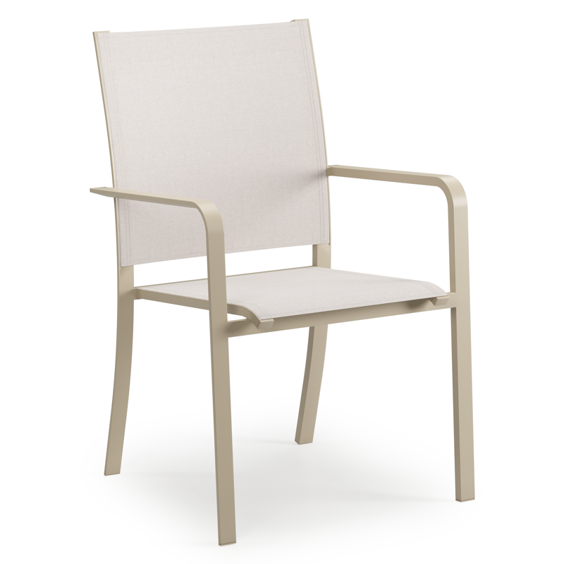 Calobra tuinstoel in beige aluminium en beige single textileen