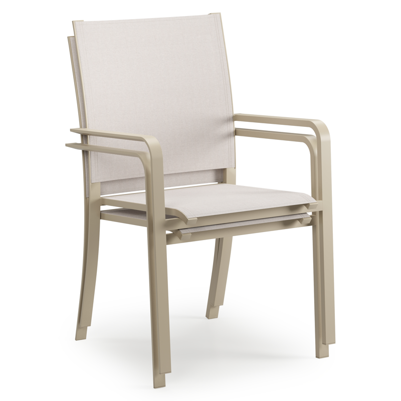 Calobra tuinstoel in beige aluminium en beige single textileen