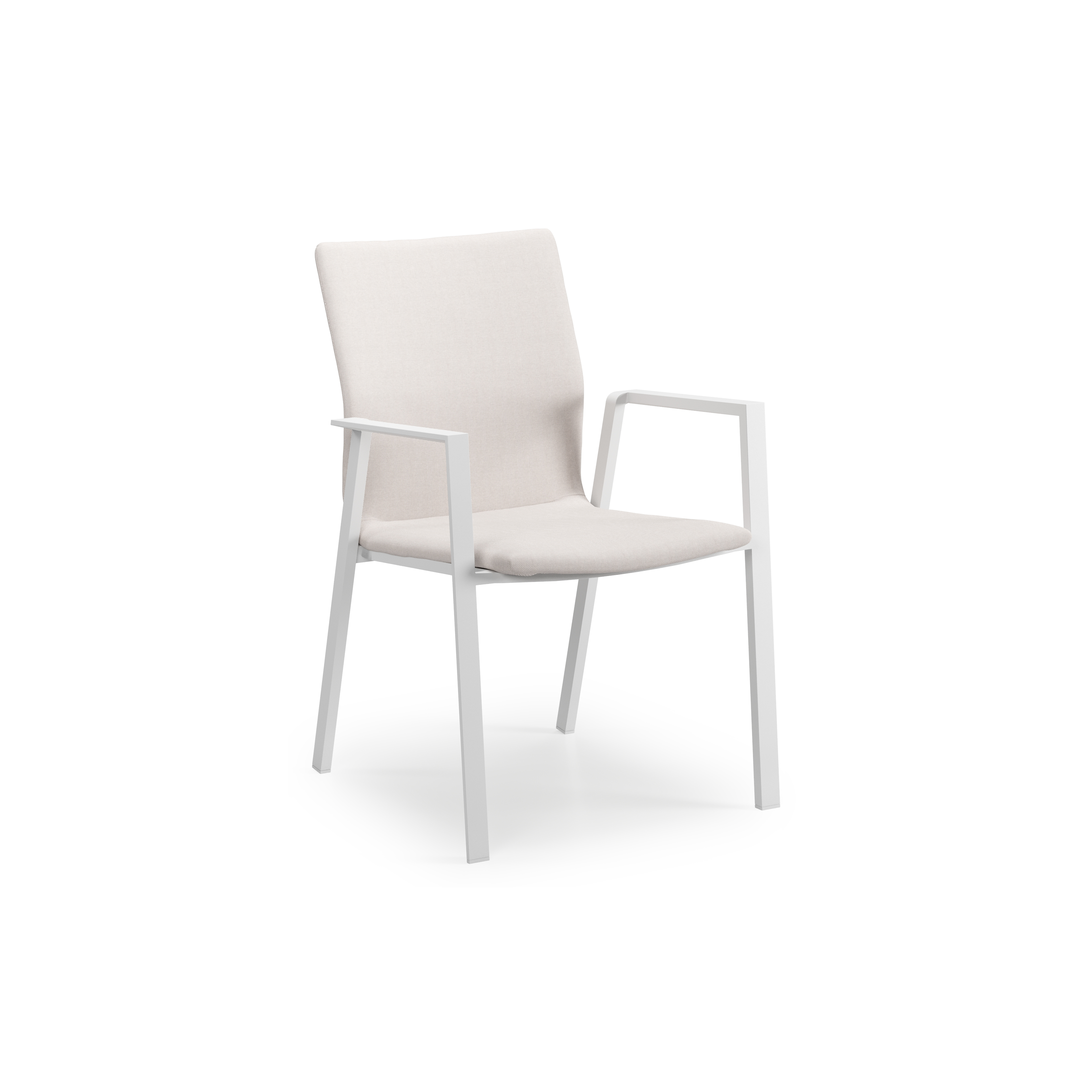 Chaise de jardin Madura en aluminium blanc et textilène confort beige