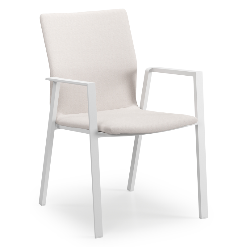 Chaise de jardin Madura en aluminium blanc et textilène confort beige
