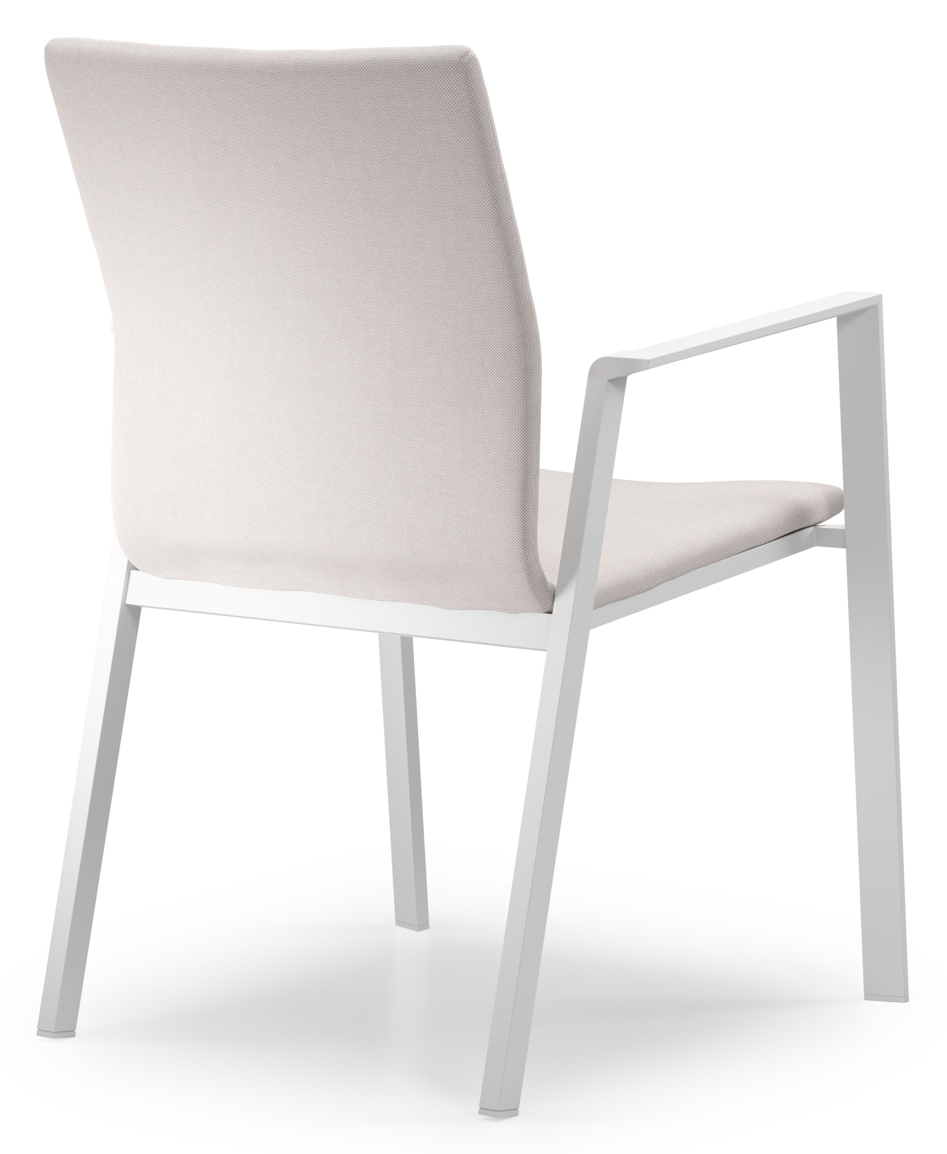 Chaise de jardin empilable Madura en aluminium blanc et textilène confort beige