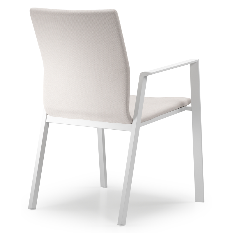 Madura stapelbare tuinstoel in wit aluminium en beige comfort textileen