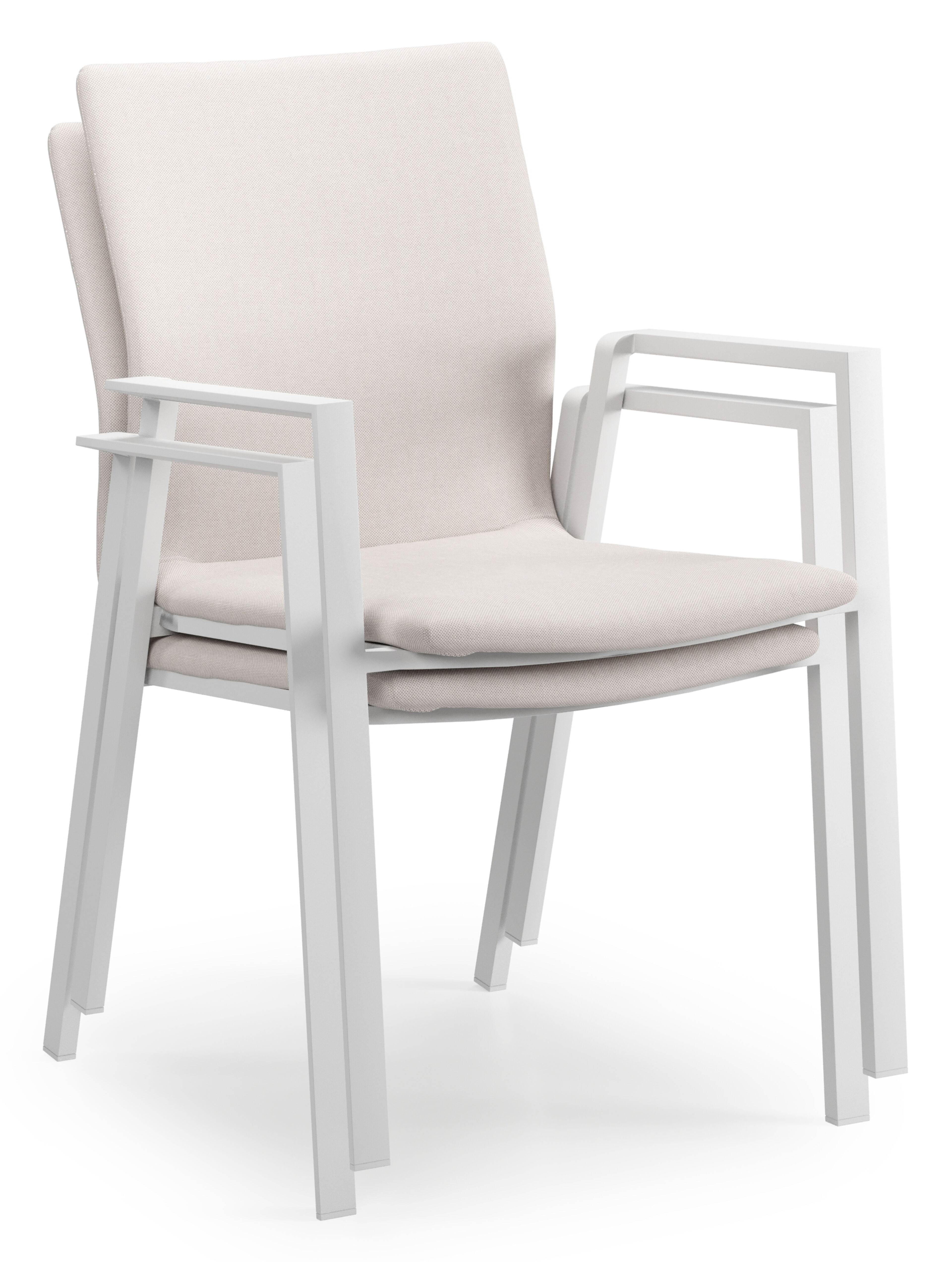 Chaise de jardin empilable Madura en aluminium blanc et textilène confort beige