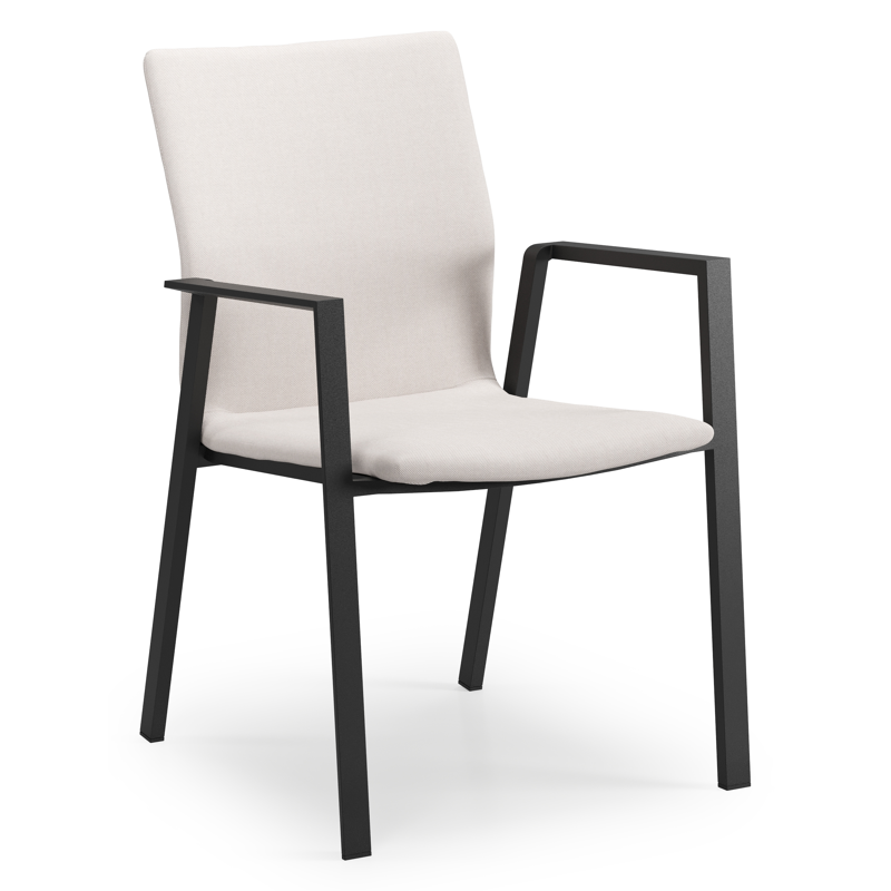 Madura tuinstoel in zwart aluminium en beige comfort textilene