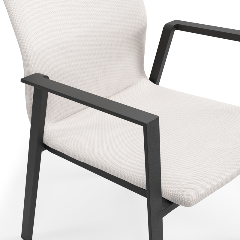 Madura tuinstoel in zwart aluminium en beige comfort textilene