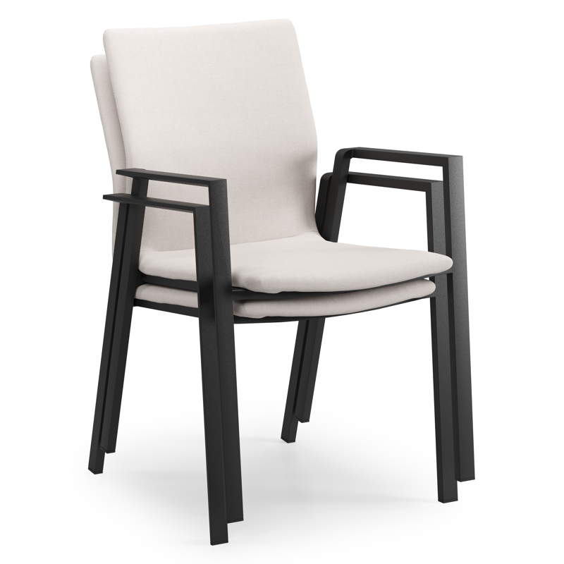 Madura tuinstoel in zwart aluminium en beige comfort textilene