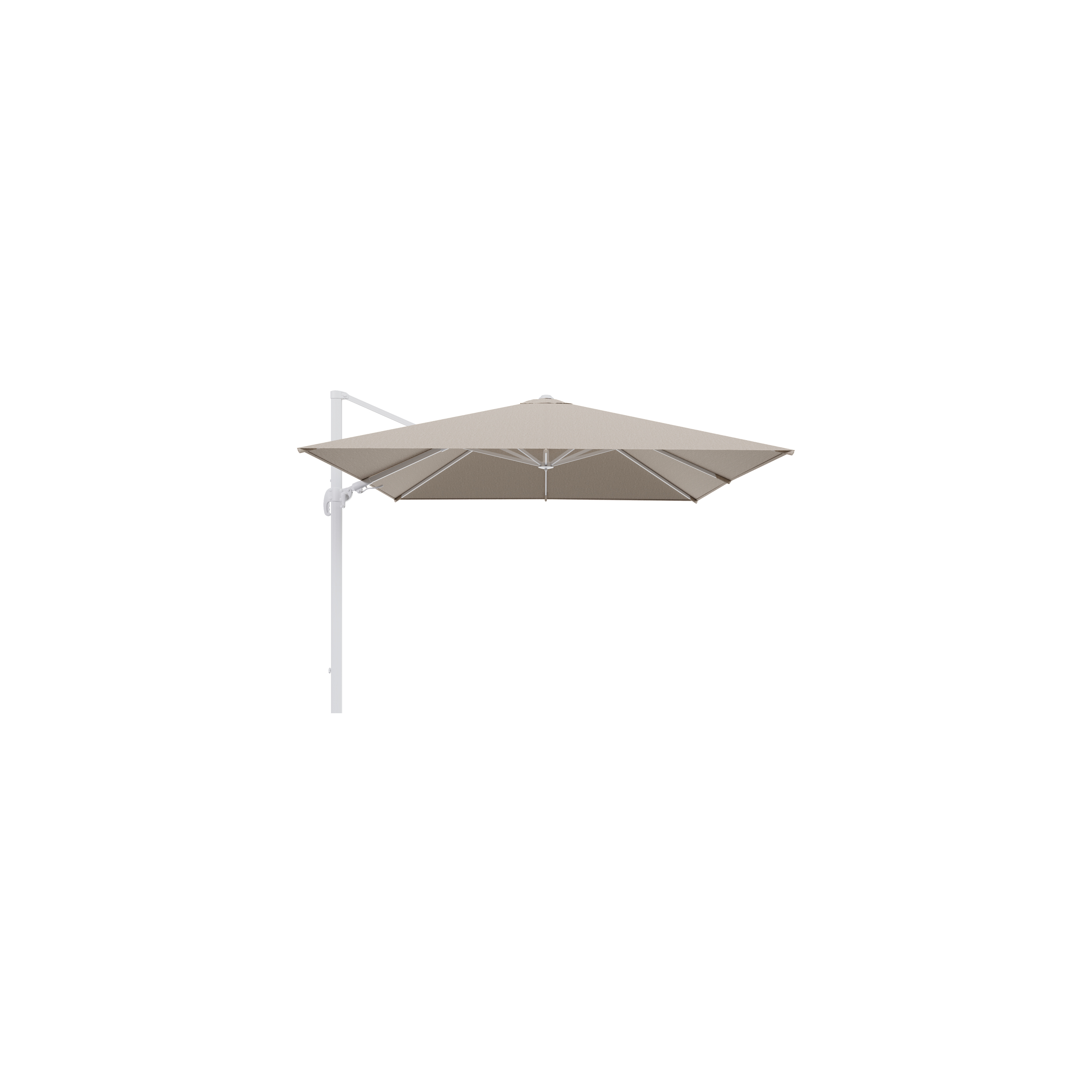 Parasol pedant Avola avec fonction tilt en aluminium blanc avec toile de parasol en weather+ softtouch rustic- Lg.1 300 x Lg.2 300 cm (sans pied de parasol)